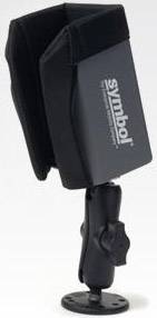 Scanner für schwarze Symbole mit verstellbarem Ständer auf weißem Hintergrund.
