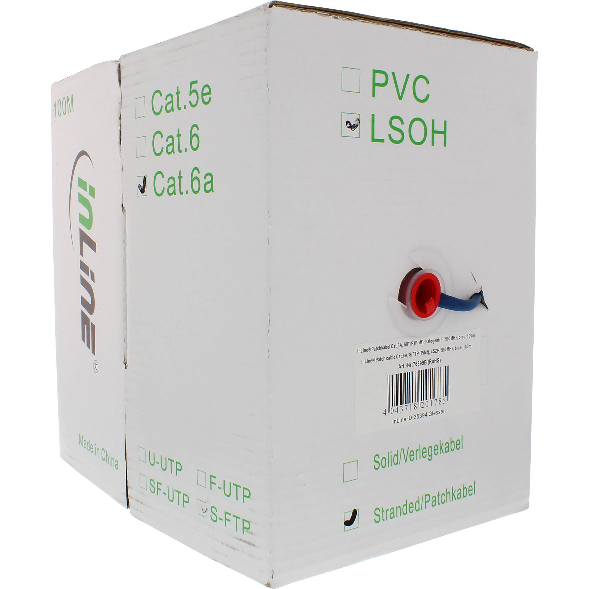 INLINE - Patchkab. - S/FTP (PiMf) - Cat.6A - 500MHz - halogenfrei - Kupfer - blau - 100m