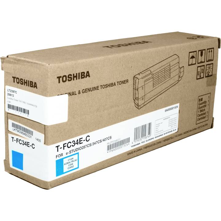 Toshiba-Tonerpatronenschachtel mit der Bezeichnung „T-FC34E-C
