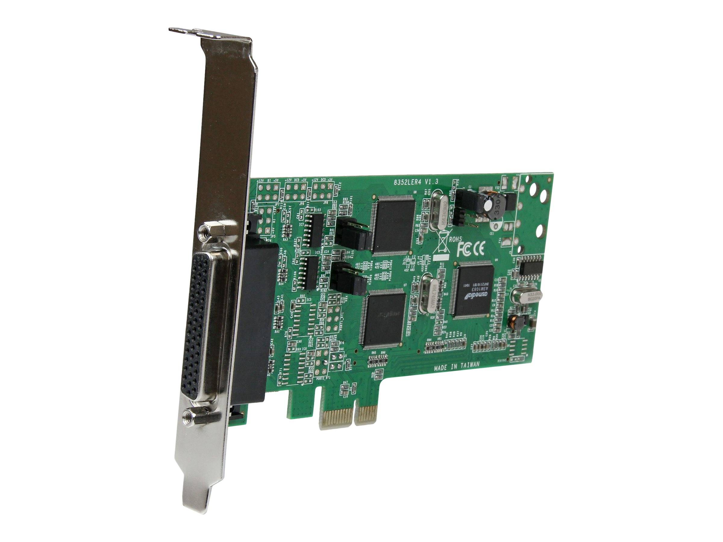 StarTech.com 4 Port Serielle PCI Express Schnittstellenkarte - 2 x RS232 2 x RS422 / RS485 - PCIe Adapter Karte mit Breakout Kabel - Serieller