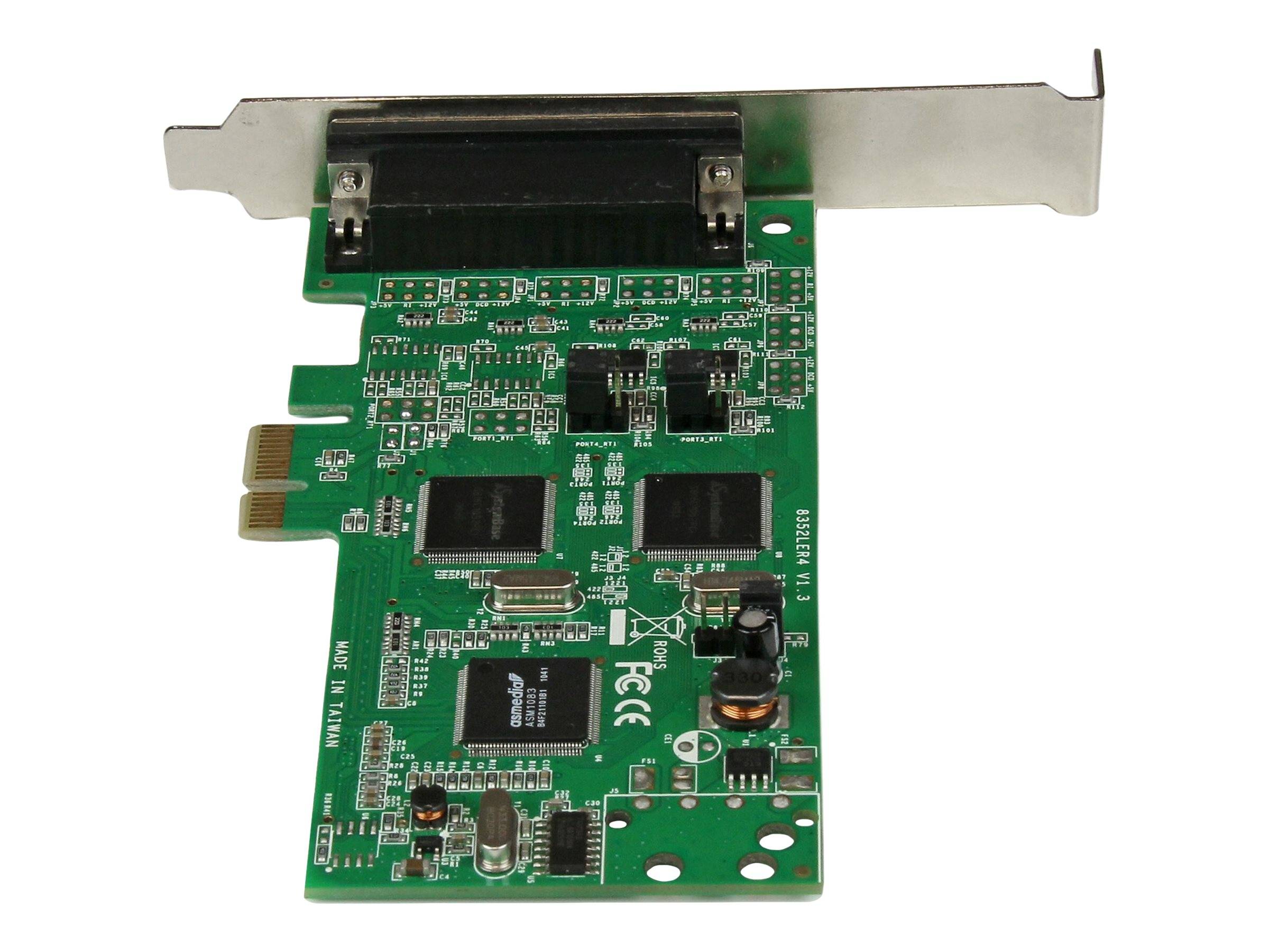 StarTech.com 4 Port Serielle PCI Express Schnittstellenkarte - 2 x RS232 2 x RS422 / RS485 - PCIe Adapter Karte mit Breakout Kabel - Serieller
