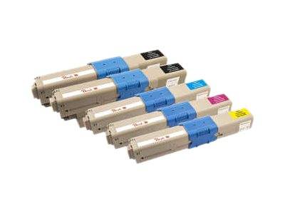 Peach Combi-Pack PLUS - 5er-Pack - Schwarz, Gelb, Cyan, Magenta - kompatibel - wiederaufbereitet - Tonerpatrone (Alternative zu: OKI 44469803, OKI