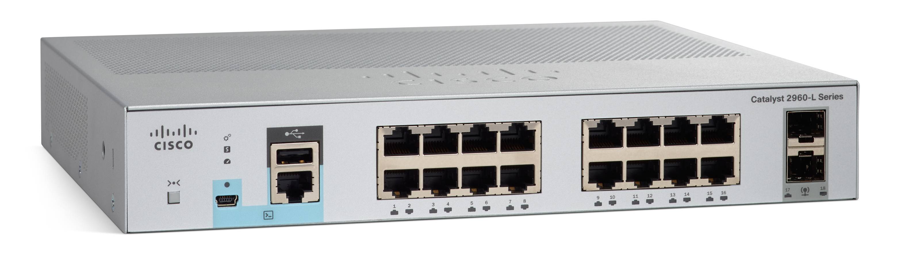 Cisco Catalyst 2960L-16TS-LL - Switch - managed - 16 x 10/100/1000 + 2 x Gigabit SFP (Uplink)