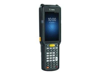 Robuster Black Zebra Handheld-Scanner mit Touchscreen und Tastatur, frontal auf weißem Hintergrund dargestellt.