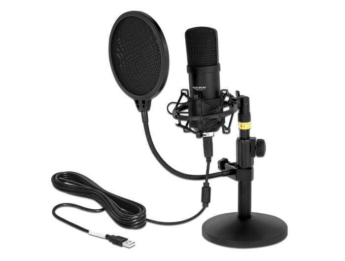 DeLOCK Professional USB Condenser Microphone Set for Podcasting and Gaming