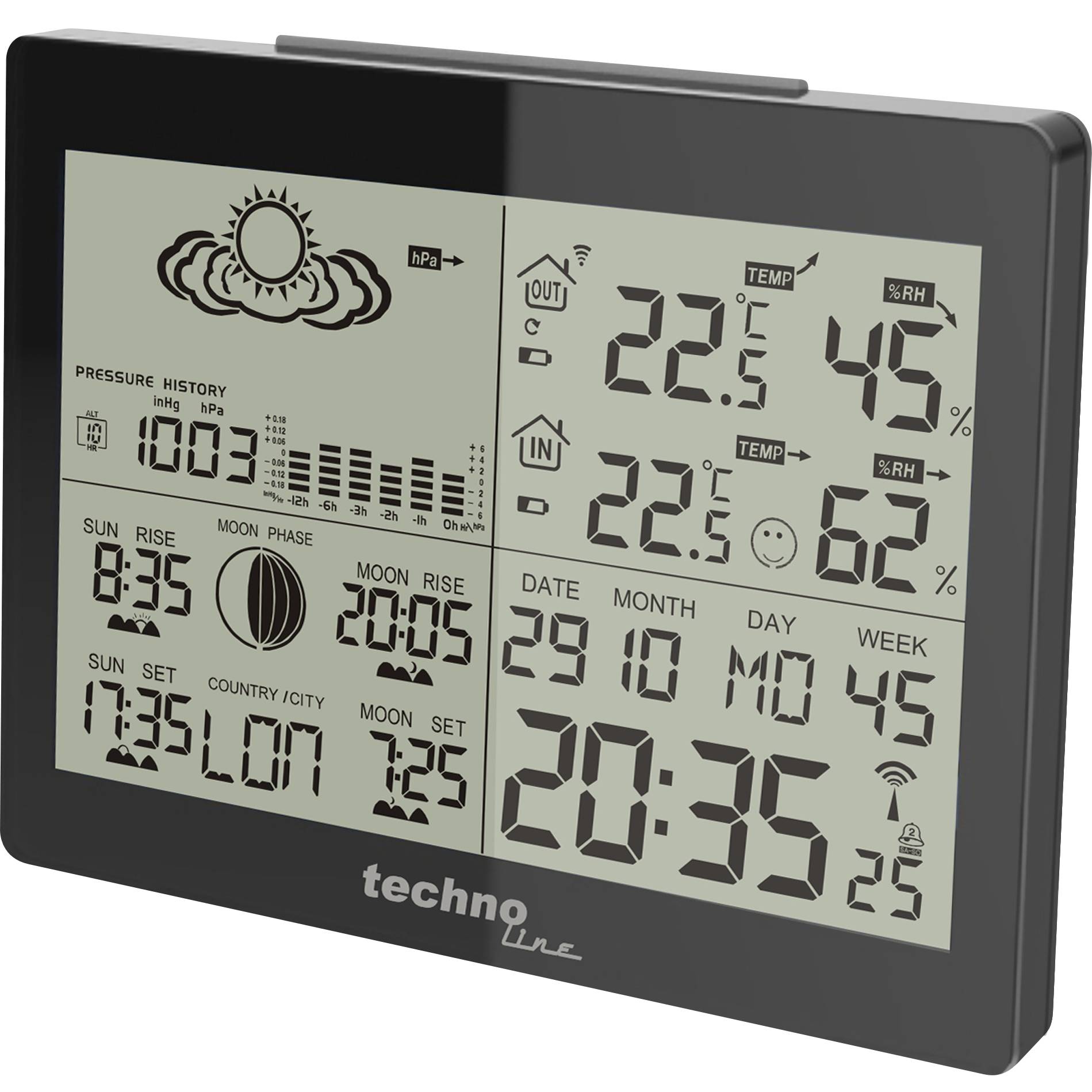 WS 6760 - moderne Wetterstation in schwarzer Hochglanz-Optik