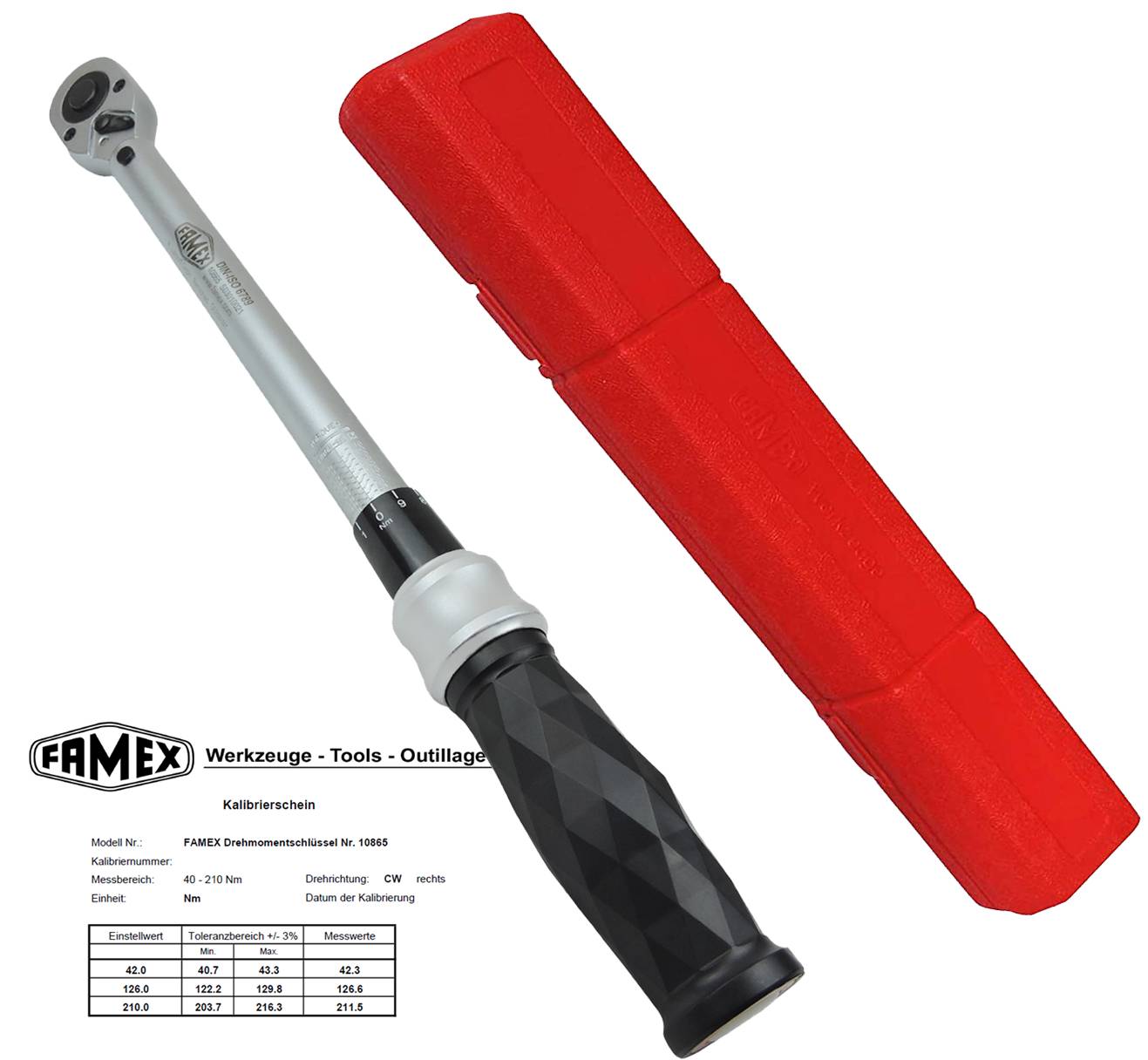 FAMEX Drehmomentschlüssel 10865 mit Knarre 1/2 Zoll (12,5 mm)- PROFESSIONAL - R+L