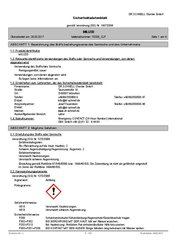 MILIZID Sanitärreiniger 00104 1l
