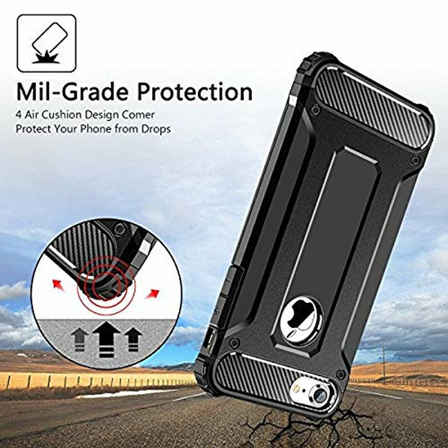 cofi1453 Schutzhülle HYBRID + 9H SchutzFOLIE SchutzCase Outdoor Hülle Schutzglas Echt Glas Samsung Galaxy A20e (A202F)