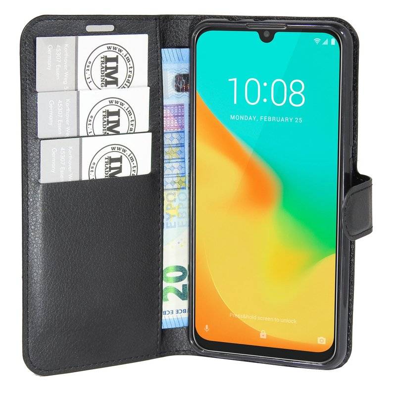 cofi1453® Buch Tasche "Fancy" ZTE BLADE V10 VITA Handy Hülle Etui Schutzhülle mit Standfunktion, Kartenfach Schwarz