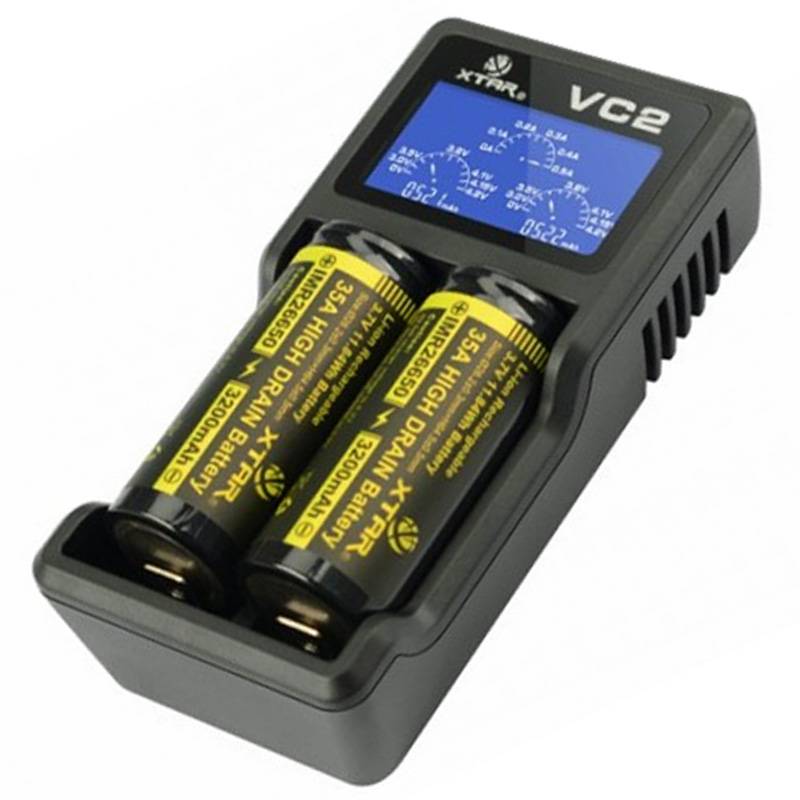 2 Stück CR123A Li-Ion wiederauflafbar mit bis zu 760mAh und USB-Ladegerät mit großem Display, mit bis zu 0,5Ah Ladestrom