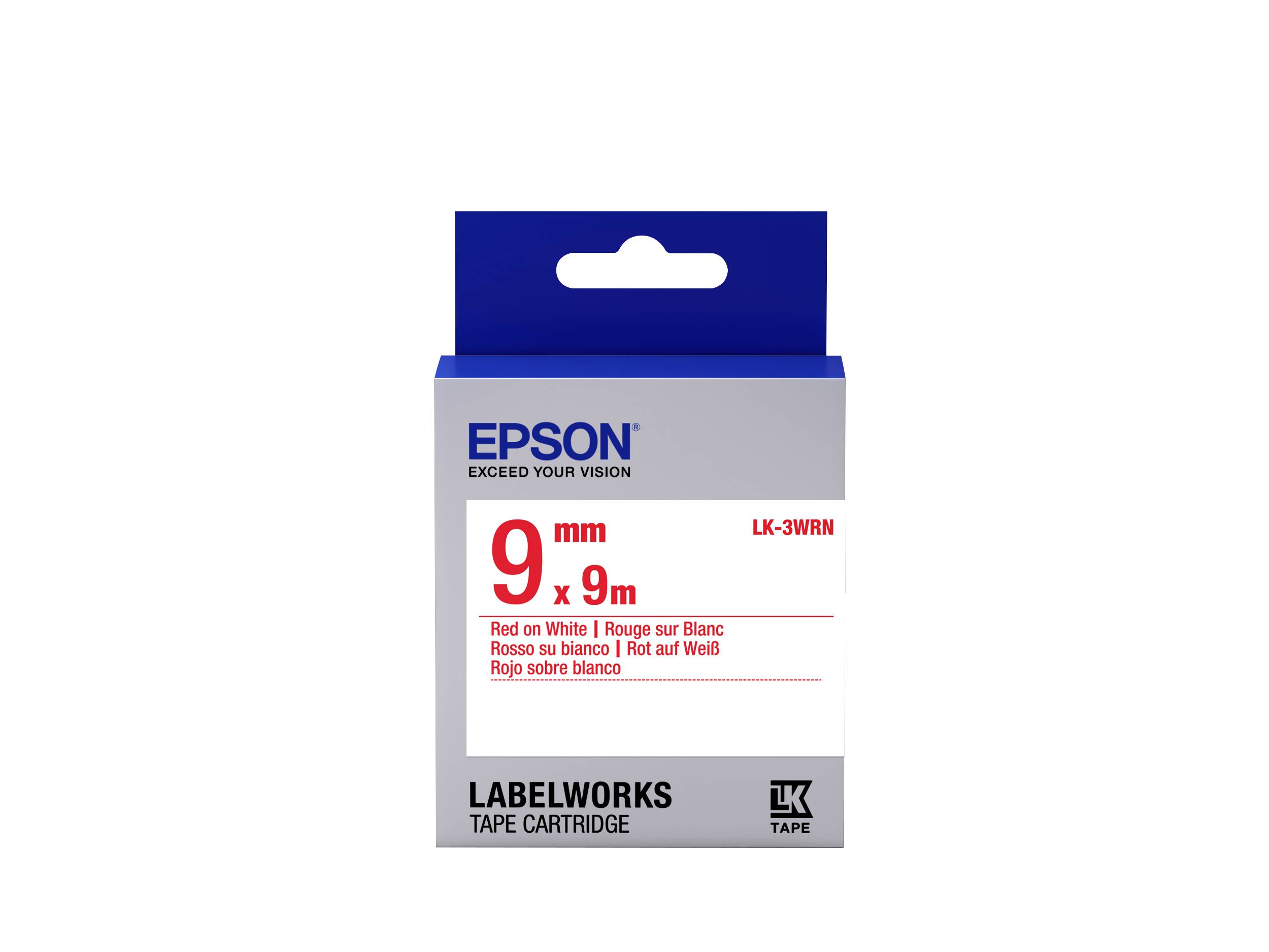 Epson LabelWorks LK-3WRN - Rot auf Weiß - Rolle (0,9 cm x 9 m)