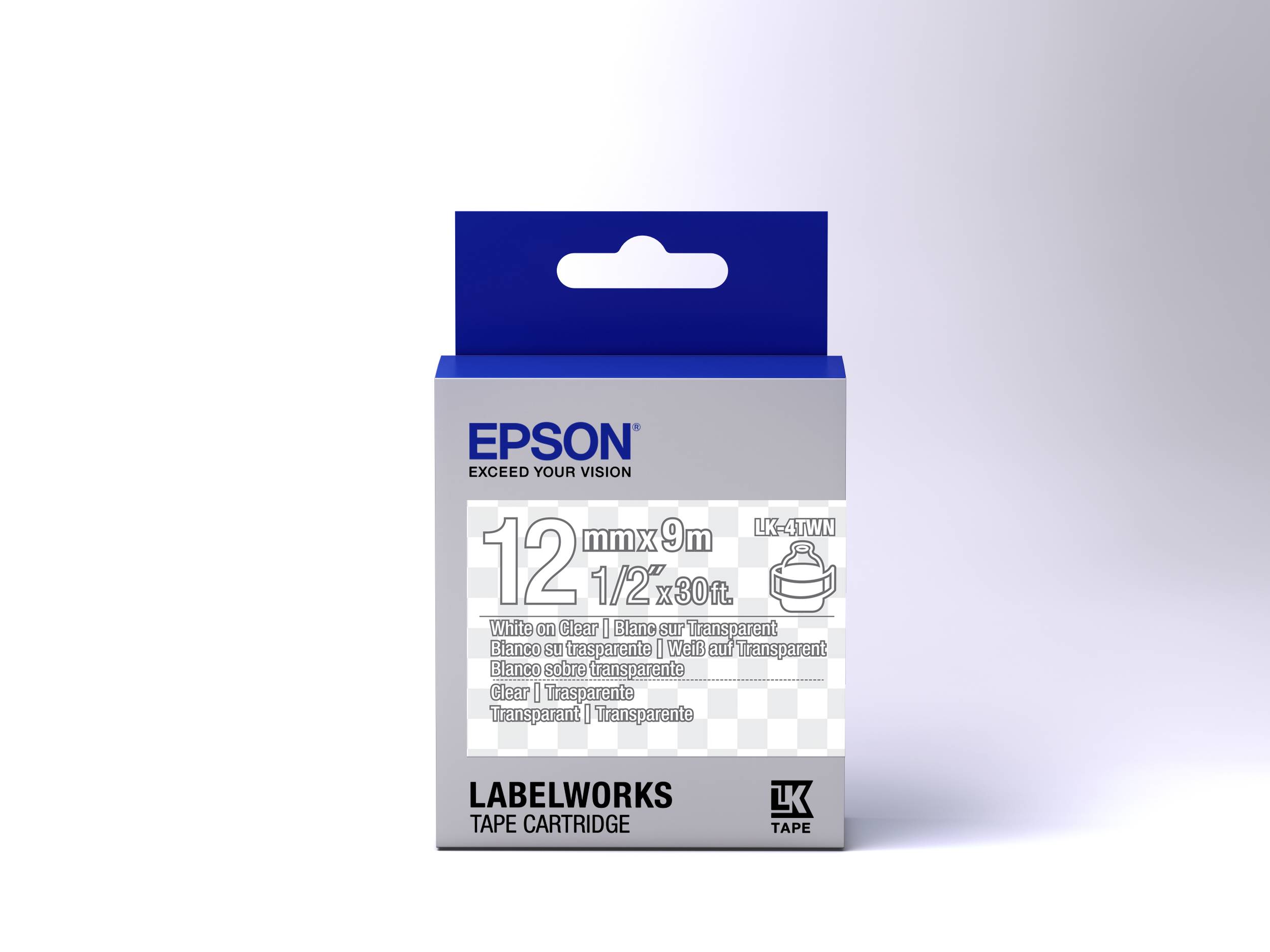 Epson LabelWorks LK-4TWN - White on Transparent - Rolle (1,2 cm x 2,9 m)
