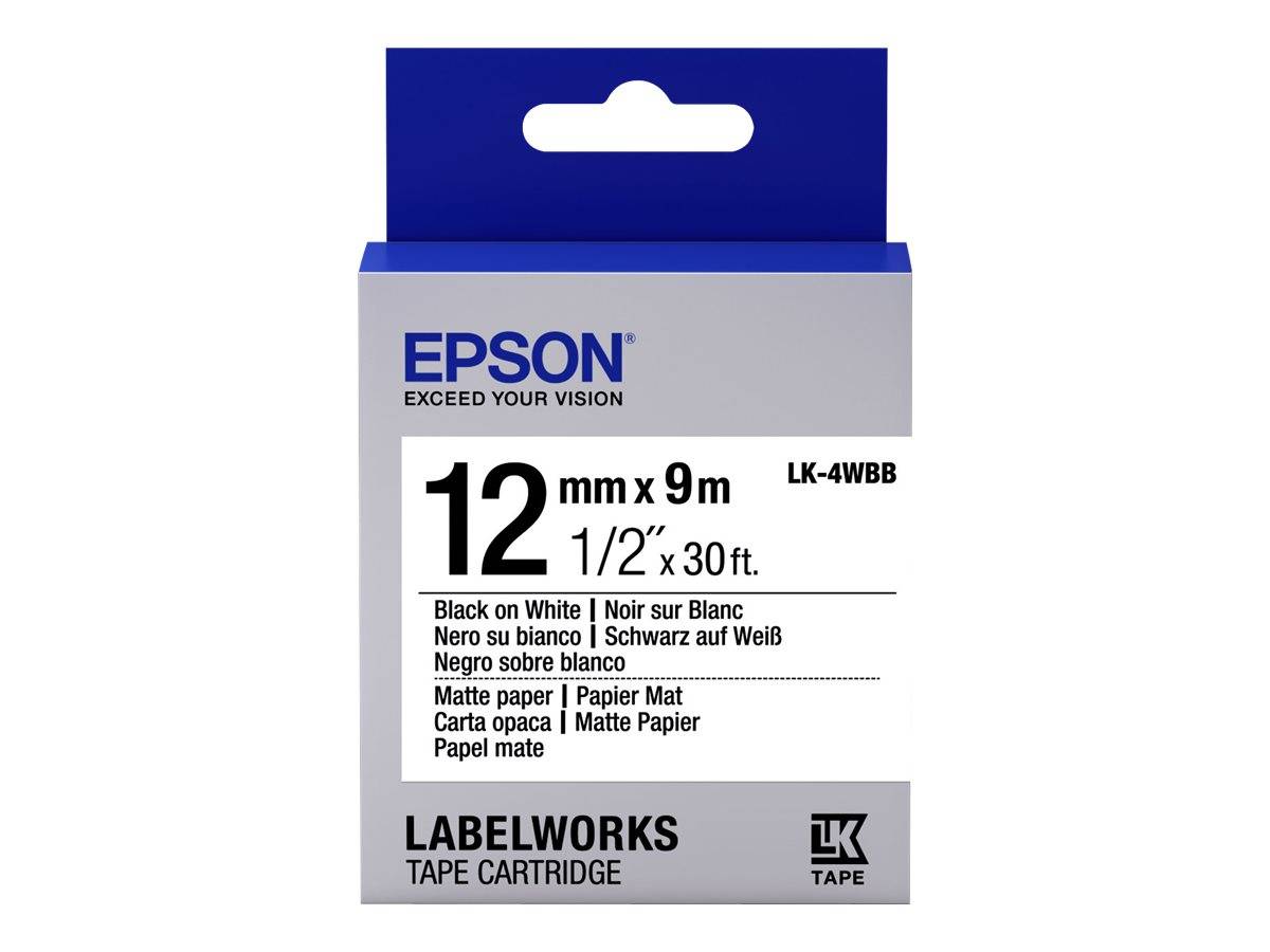 Epson LabelWorks LK-4WBB - Schwarz auf matt Weiß - Rolle (1,2 cm x 9 m)