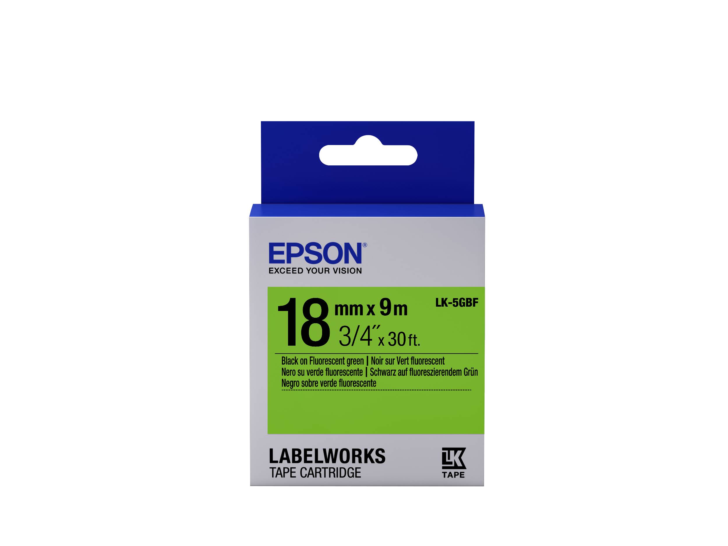 Epson LabelWorks LK-5GBF - Schwarz auf Grün - Rolle (1,8 cm x 9 m)