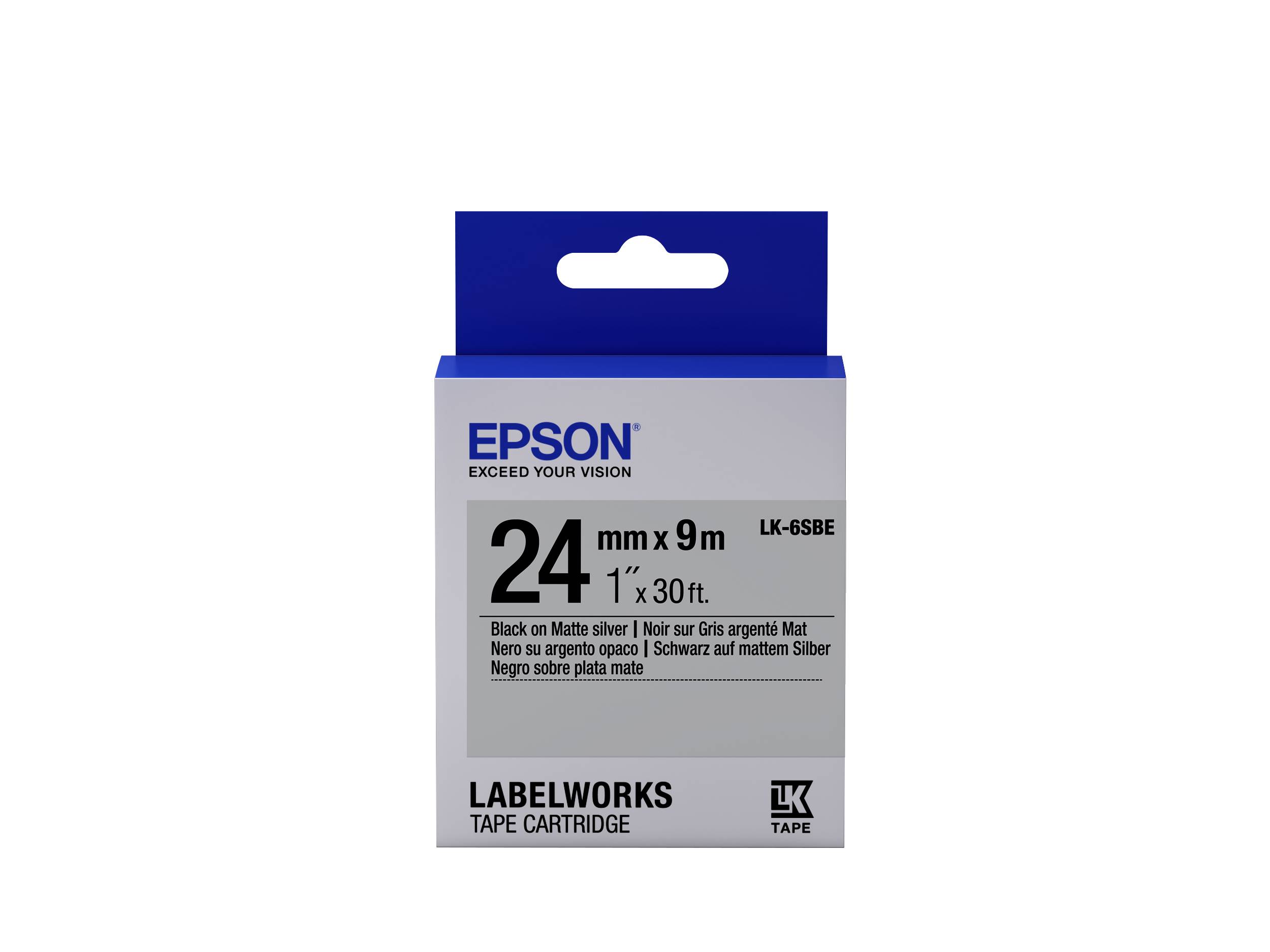 Epson LabelWorks LK-6SBE - Schwarz auf Silber (matt)