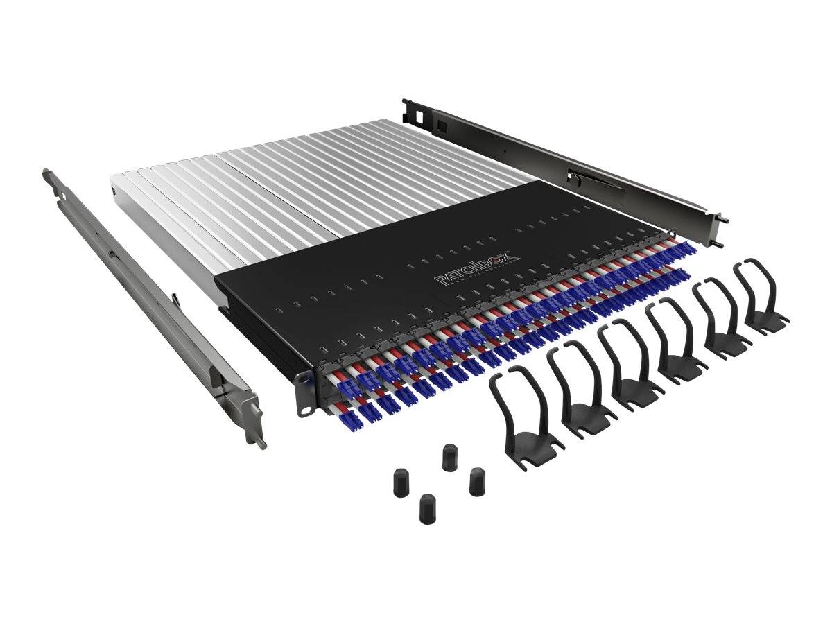 PATCHBOX PLUS+ SYSTEM OS2 - Kabelmanagementsystem mit selbst einziehenden Patchkabeln - 1.7 m - LC x 24 - RAL 9005 - 1U