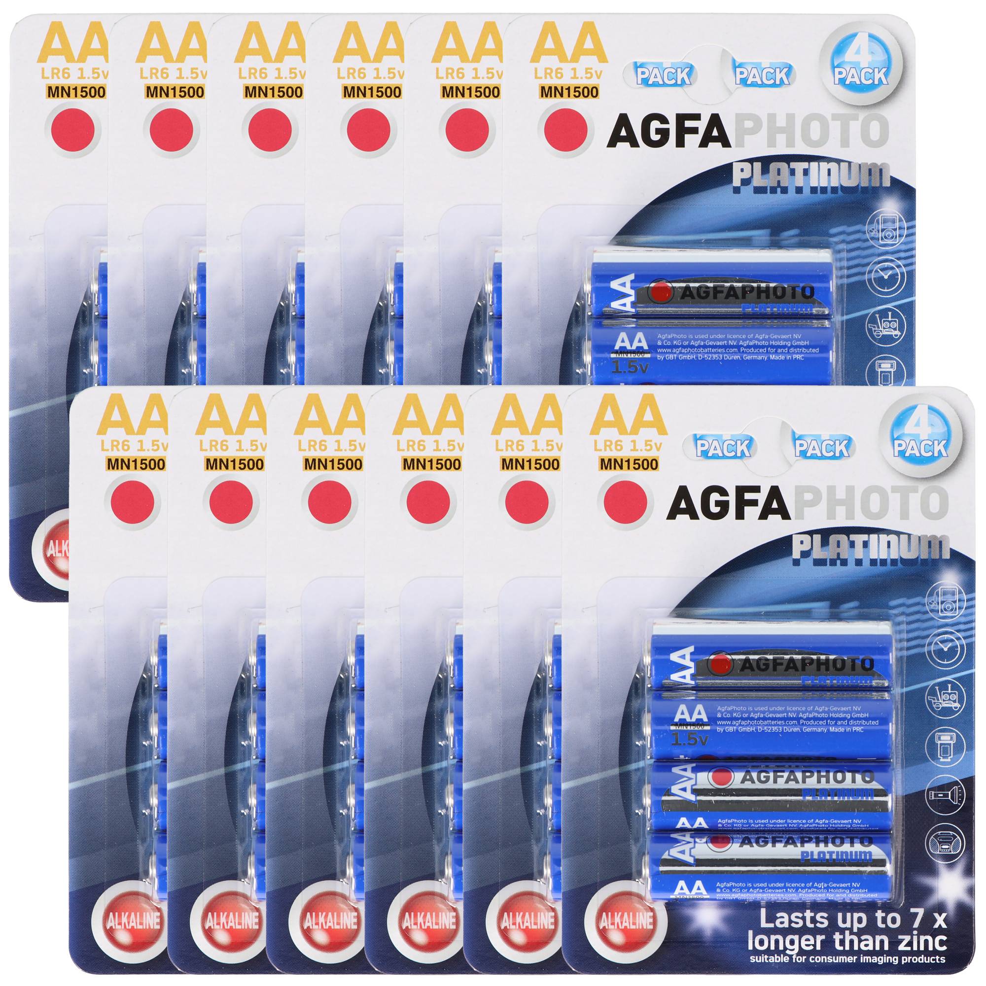 12x AgfaPhoto LR06 Mignon AA-Batterie Alkali-Mangan 1.5 Volt 4 Stück Platinum