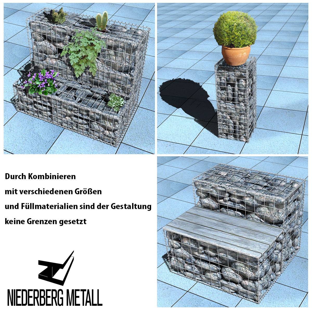 Gabione 80x100x50 Steingabione MW 5x10 Spiral Gitterkorb Steinkorb Drahtkorb