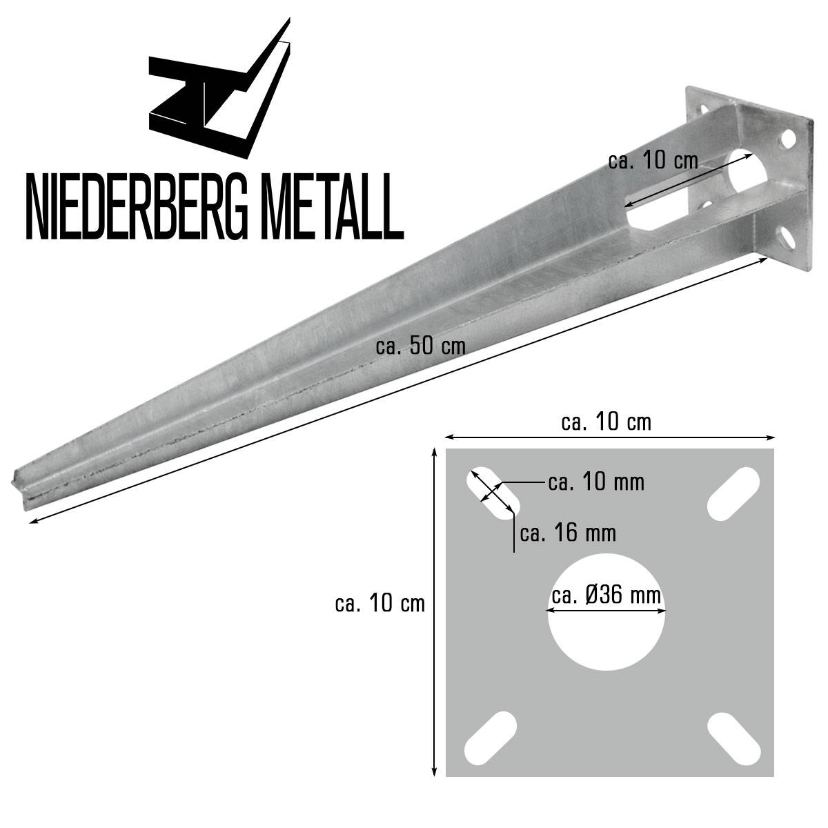 Einschlagbodenhülse 50cm Bodenhülse Ø36 mm Metall Hülse Pfostenträger | feuerverzinkt