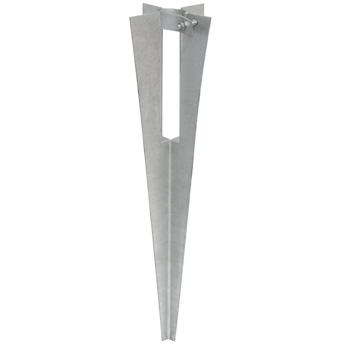 Einschlagbodenhülse mit Klemmschelle 50cm Bodenhülse Ø36 mm Metall Hülse Pfostenträger | feuerverzinkt