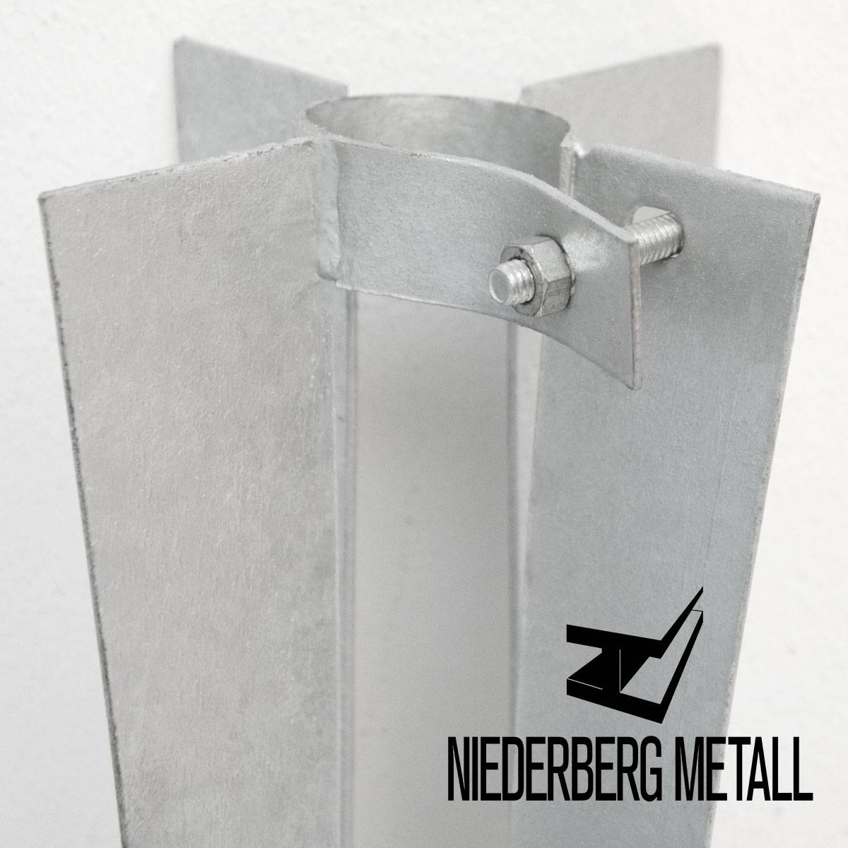 Einschlagbodenhülse mit Klemmschelle 50cm Bodenhülse Ø36 mm Metall Hülse Pfostenträger | feuerverzinkt