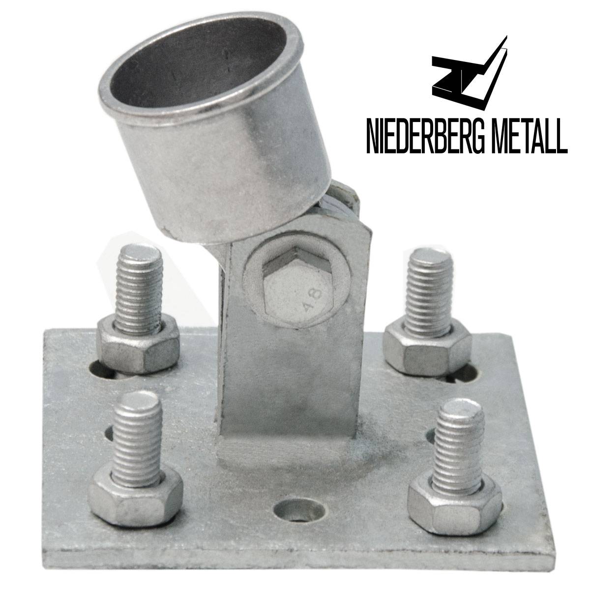 Strebenplatte Aufschraub-Platte Strebenhalter f. Zaunstreben Ø35mm feuerverzinkt