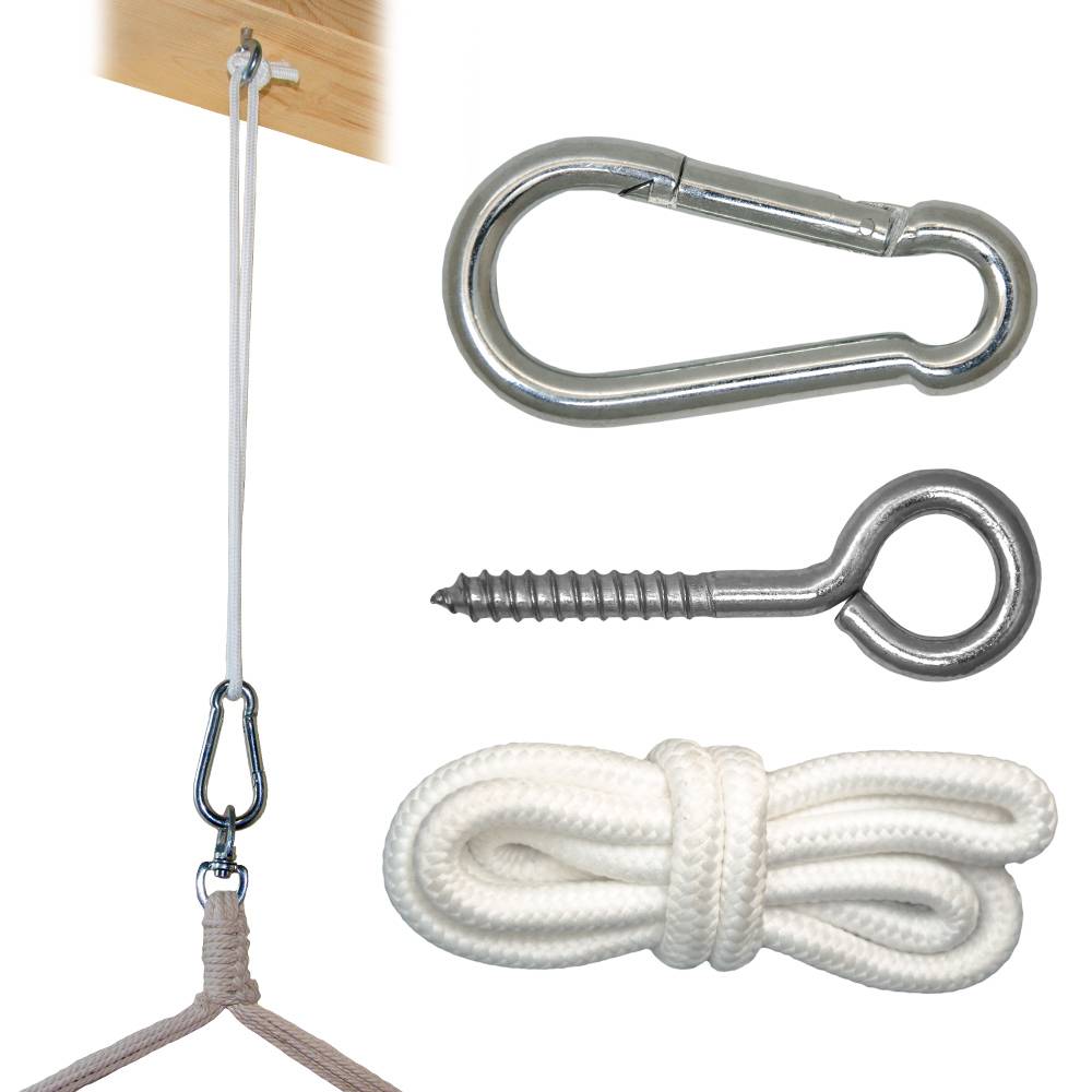 Hängematten Befestigung bis 160kg - mit Karabiner und Schrauben