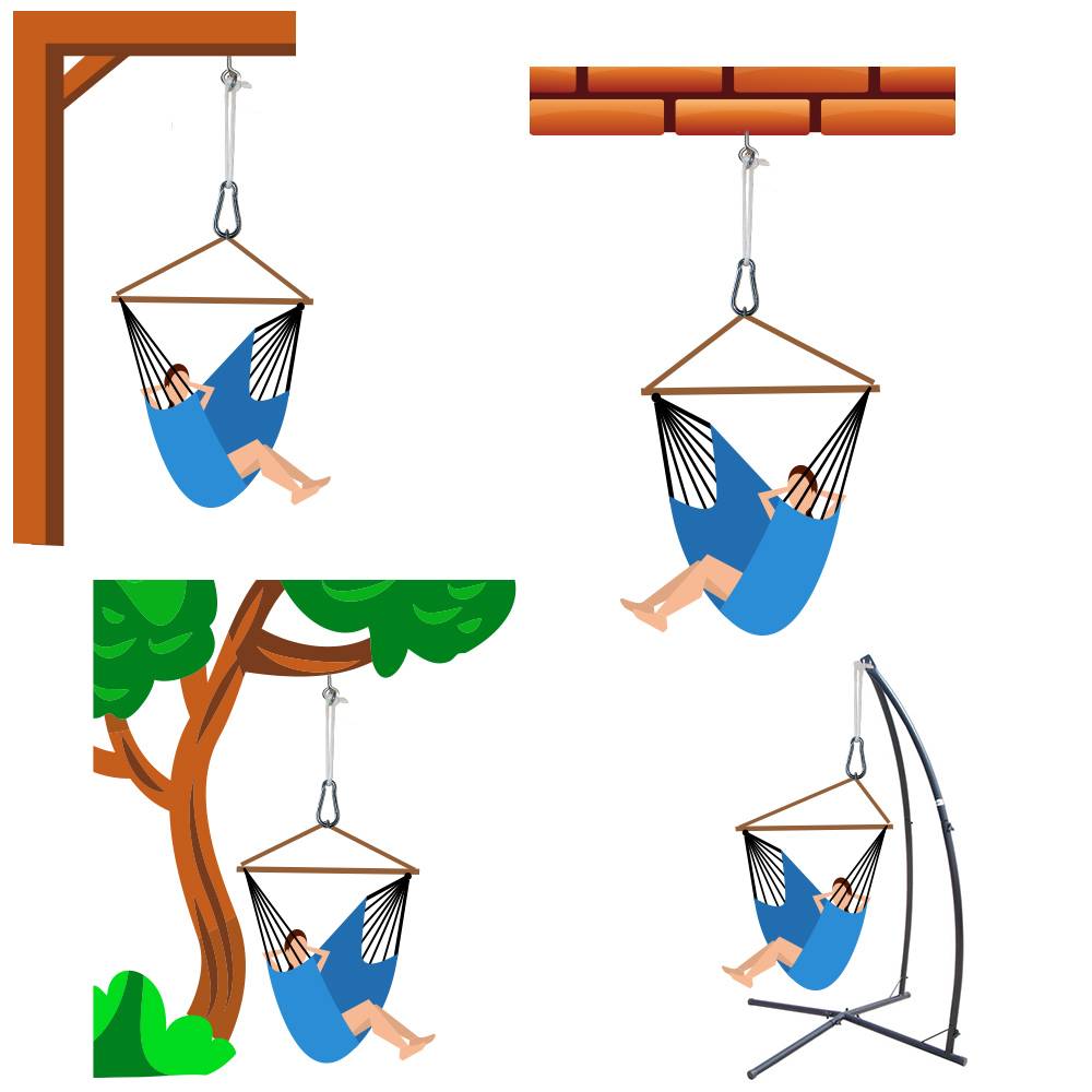 Hängematten Befestigung bis 160kg - mit Karabiner und Schrauben
