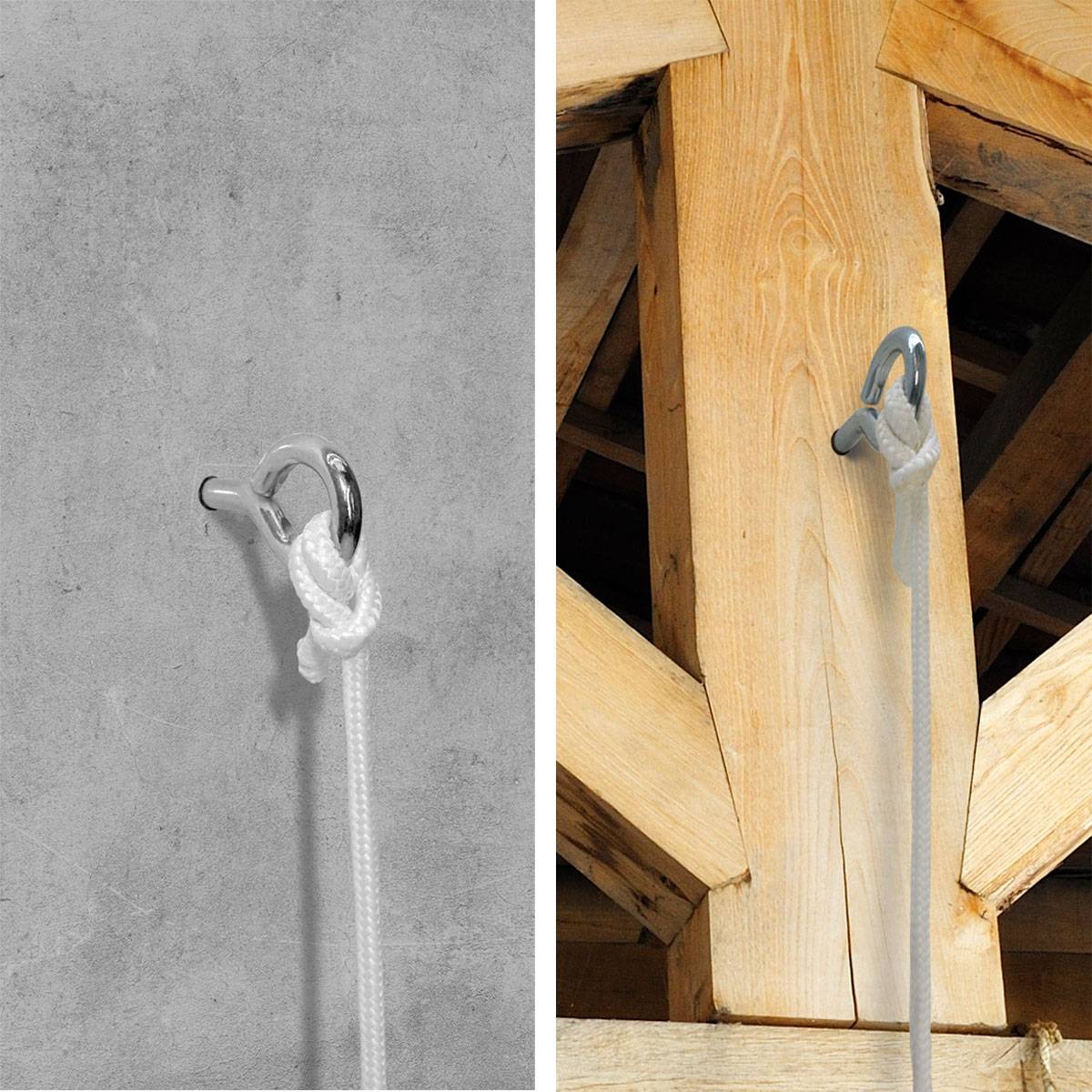 Hängematten Befestigung bis 160kg - mit Karabiner und Schrauben