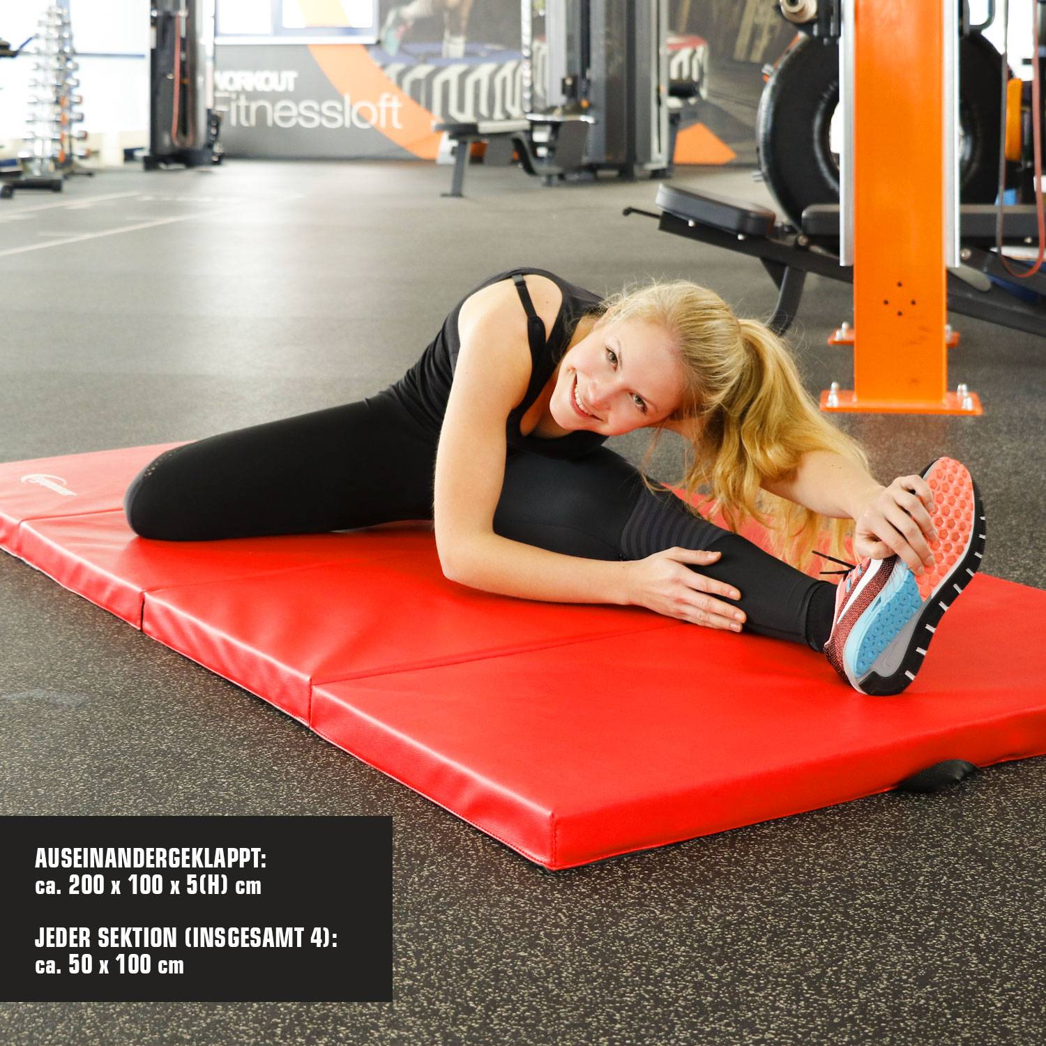 XL Weichbodenmatte 200x100x5cm - Faltbare Turnmatte