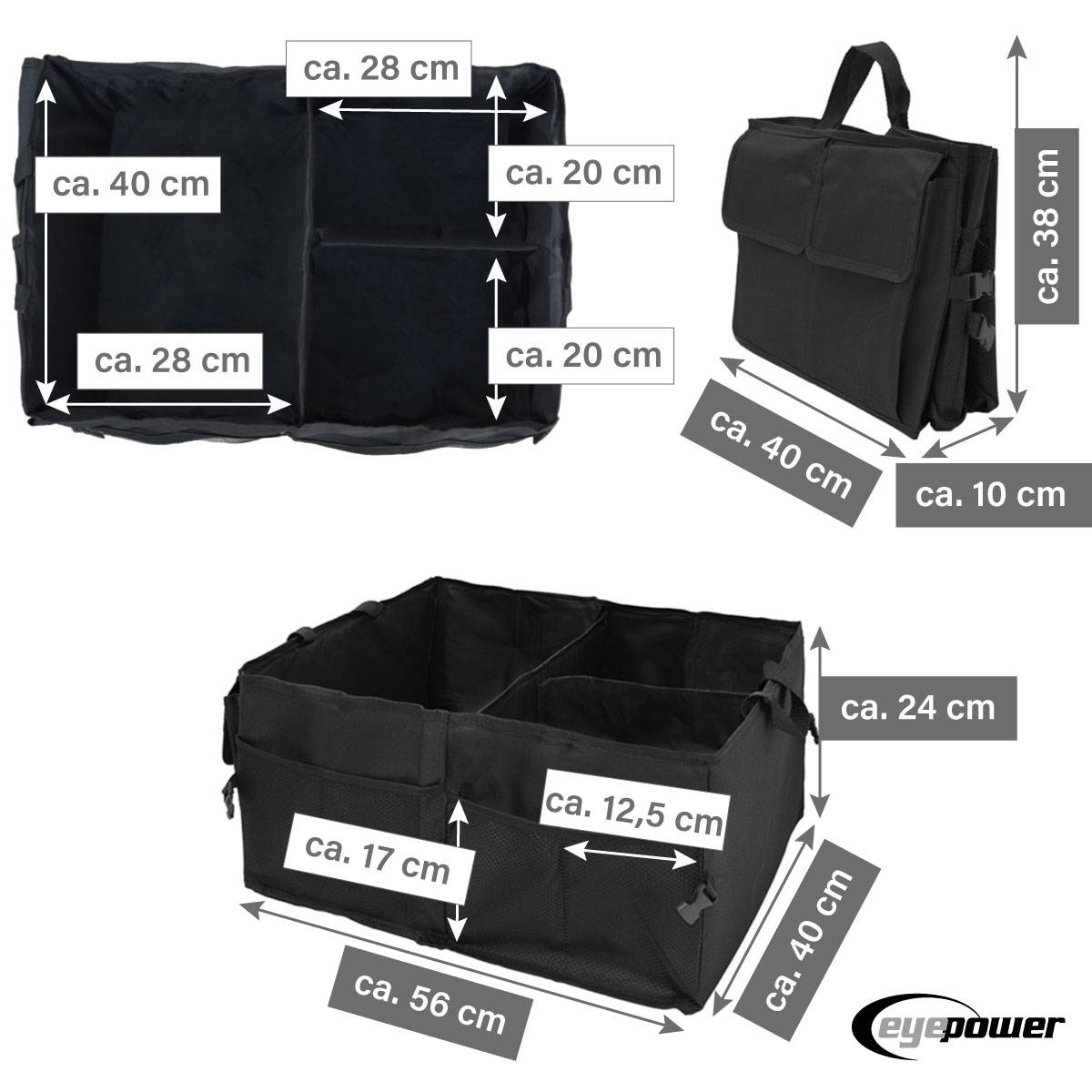 Kofferraumtasche Auto Organizer 56x40x24 cm Autozubehör Tasche Faltbare Box