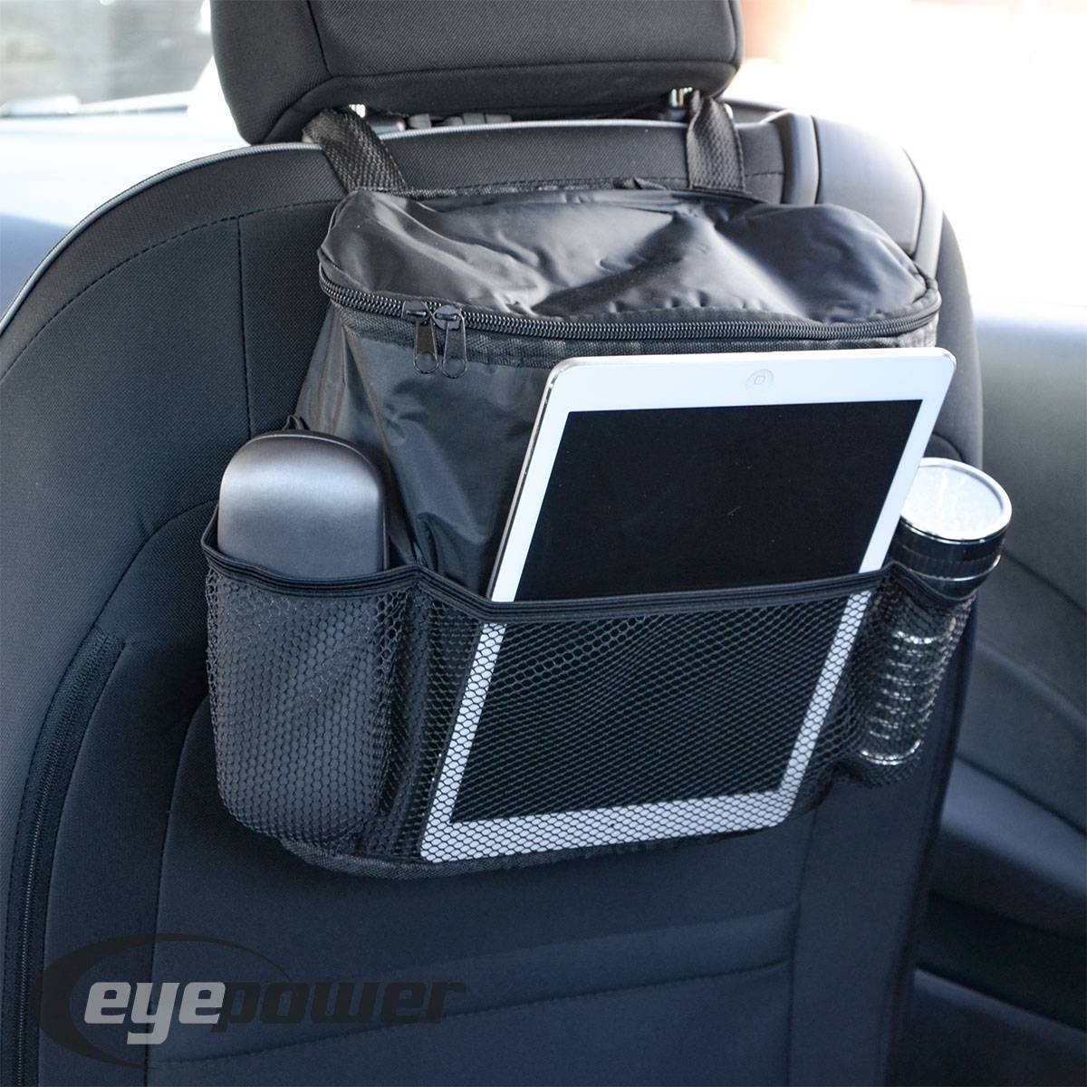 Auto Organizer Kühlfach 25x26x12 cm Rücksitz Kühltasche Autositz Tasche Schwarz