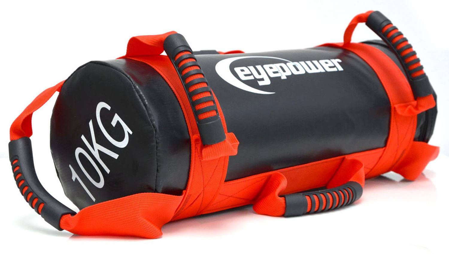 Schwarzer und roter gewichteter Fitness-Sandsack mit der Beschriftung 