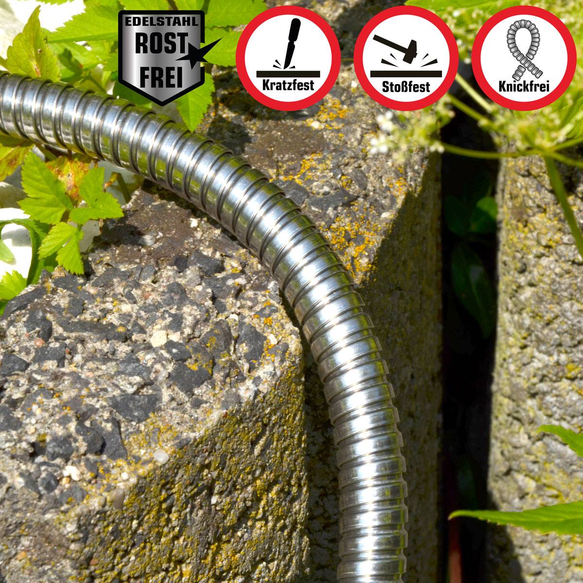 7,5 m Knickfreier Gartenschlauch Edelstahl Wasserschlauch Flex Metall Schlauch