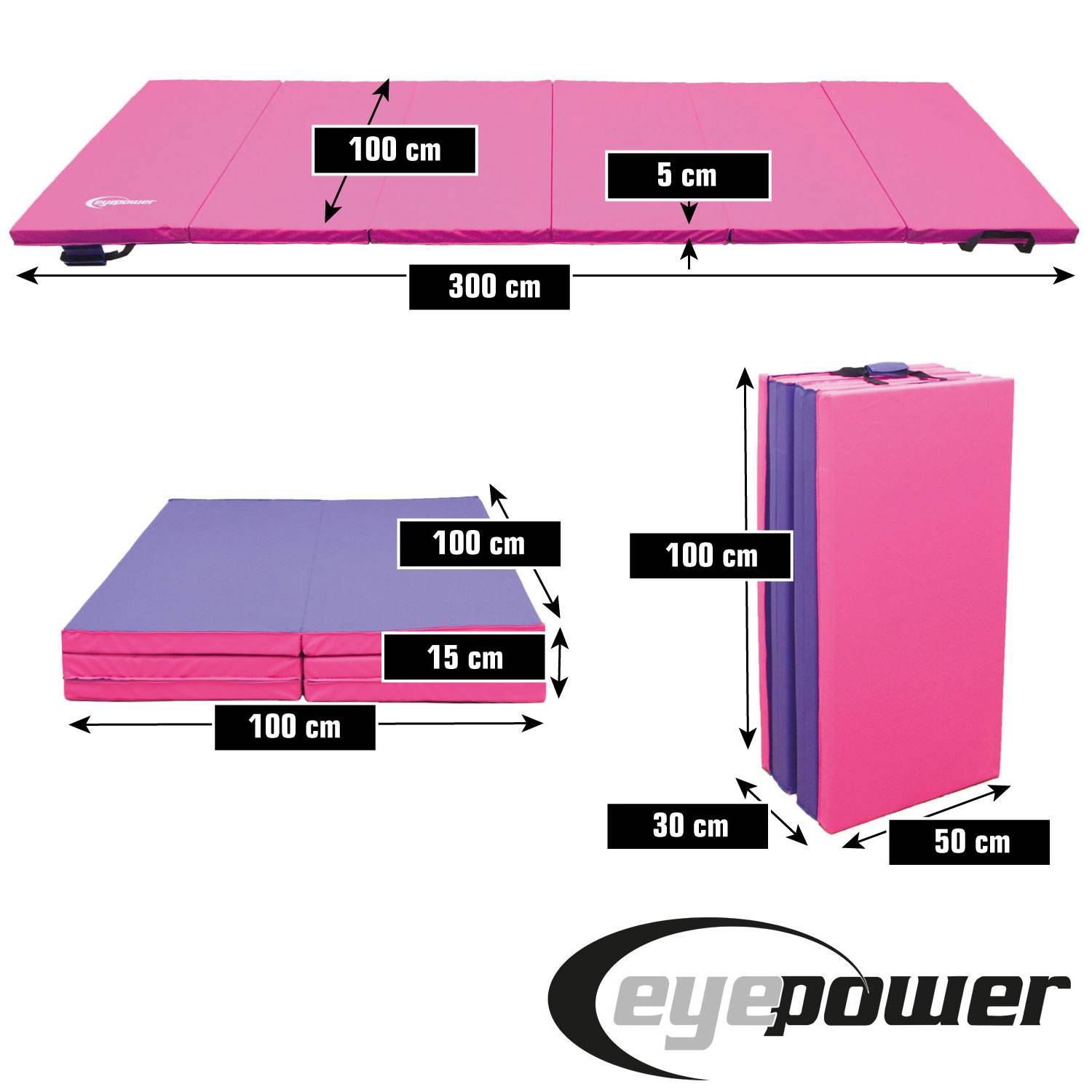 300x100 Klappbare Gymnastikmatte - 5cm dicke Turnmatte Kinder - Weichbodenmatte