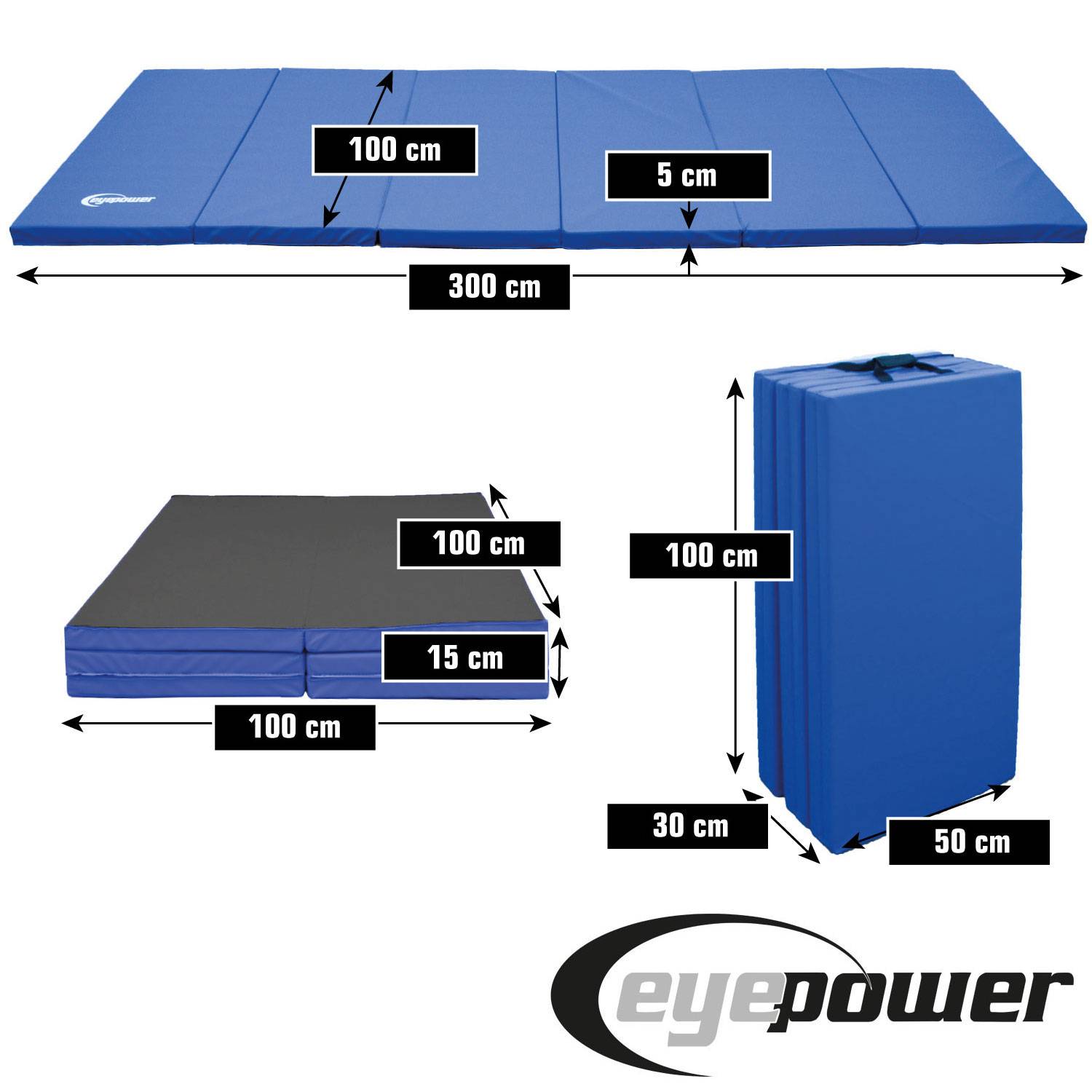 300x100 Klappbare Gymnastikmatte - 5cm dicke Turnmatte Kinder - Weichbodenmatte