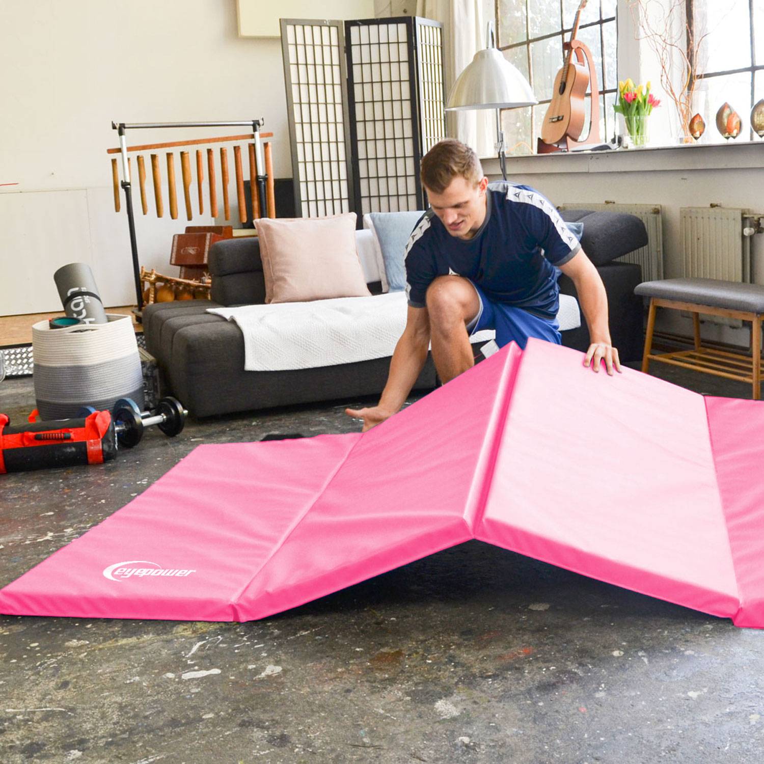 180x115 Klappbare Gymnastikmatte - 5cm dicke Turnmatte Kinder - Weichbodenmatte