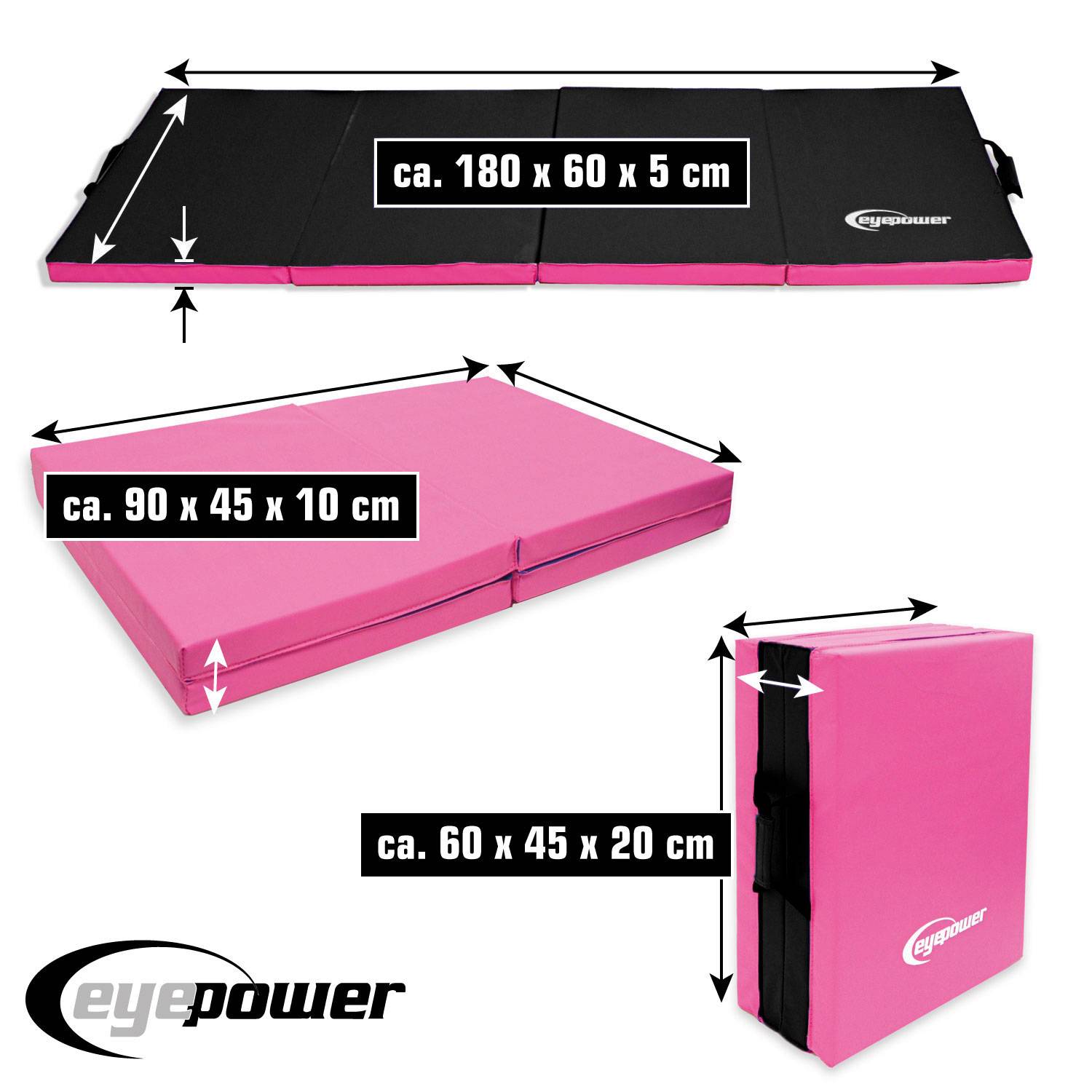 180x60 Klappbare Gymnastikmatte - 5cm dicke Turnmatte Kinder - Weichbodenmatte