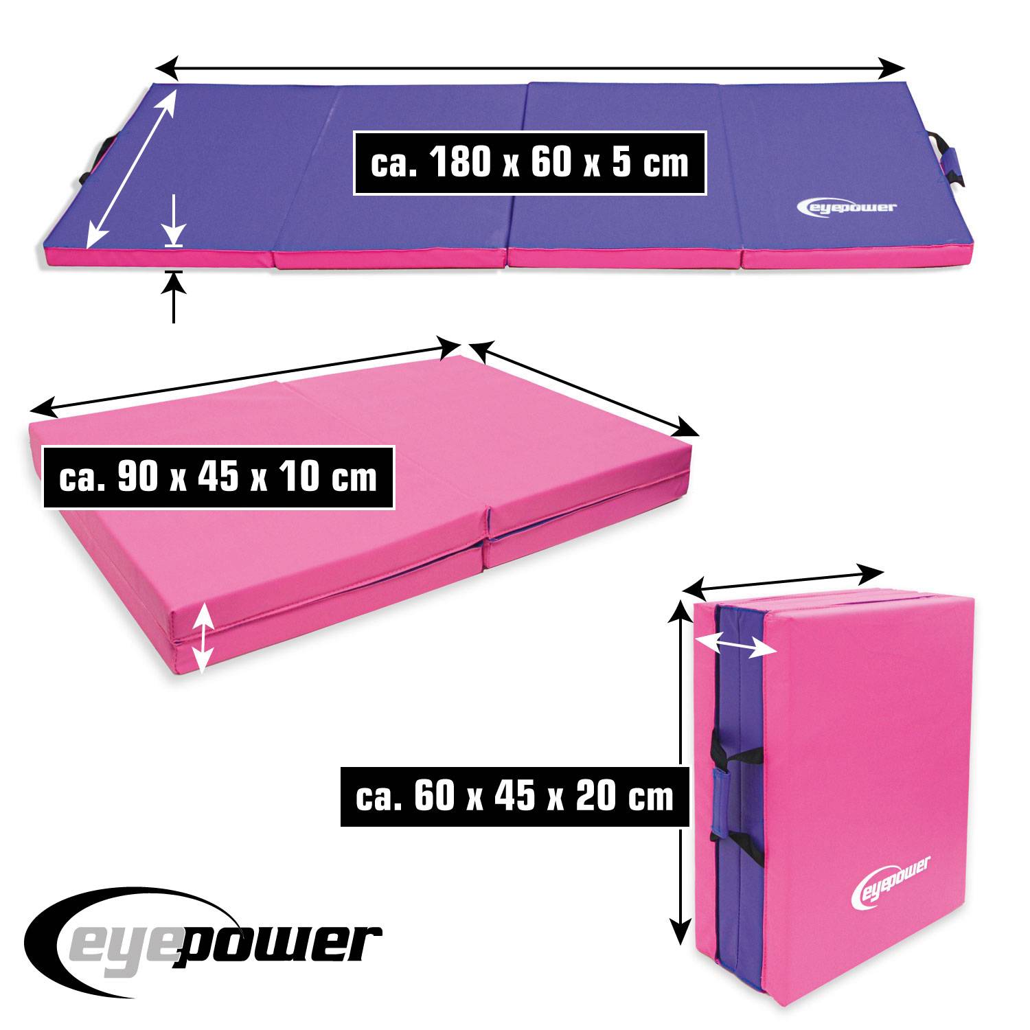 180x60 Klappbare Gymnastikmatte - 5cm dicke Turnmatte Kinder - Weichbodenmatte