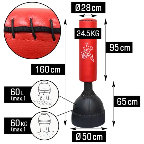 160 cm Standboxsack Box Punching Bag Standfuß PU Boxsack Stehend Boxständer Rot 160 cm Standboxsack Box Punching Bag Standfuß PU Boxsack Stehend Boxständer Rot