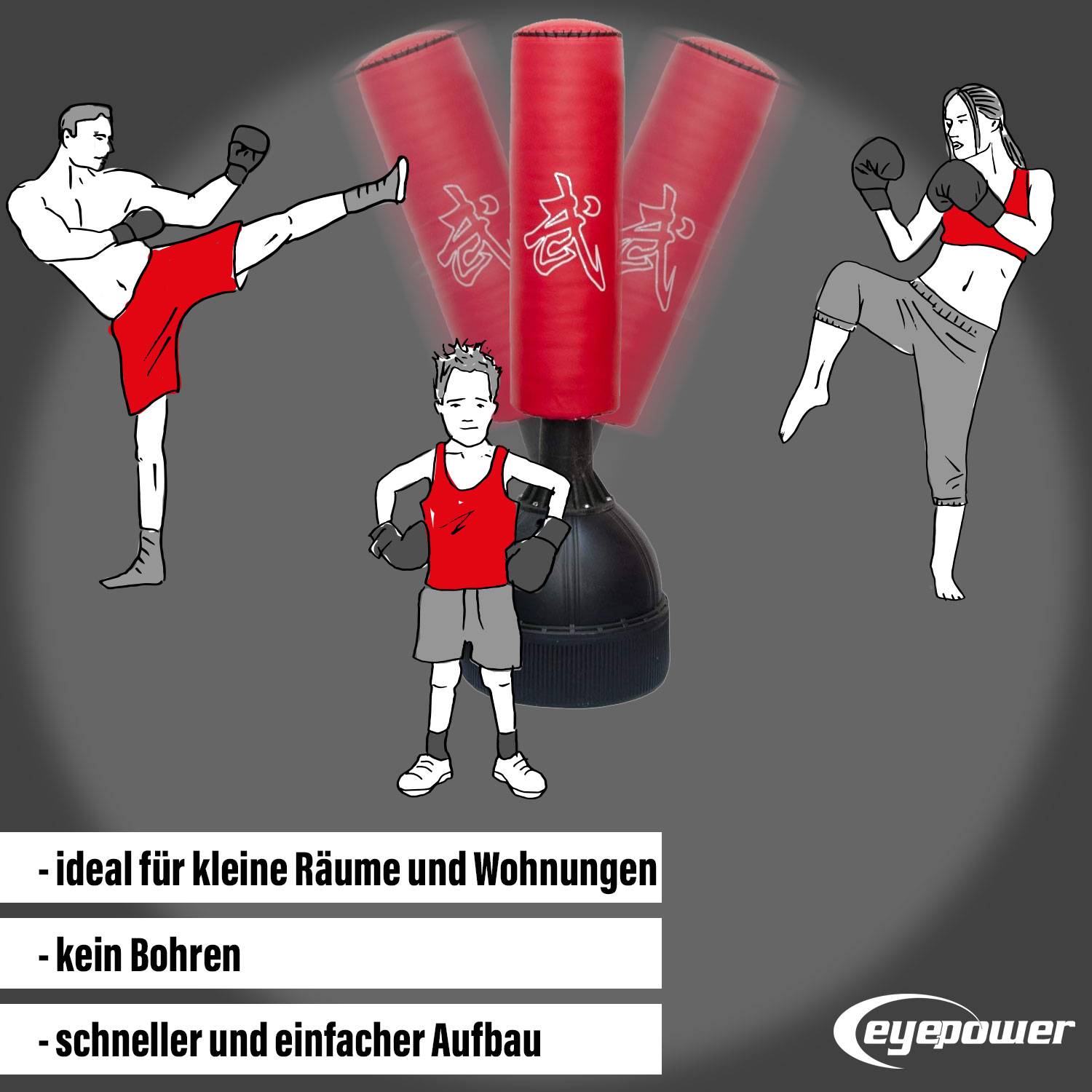 160 cm Standboxsack Box Punching Bag Standfuß PU Boxsack Stehend Boxständer Rot