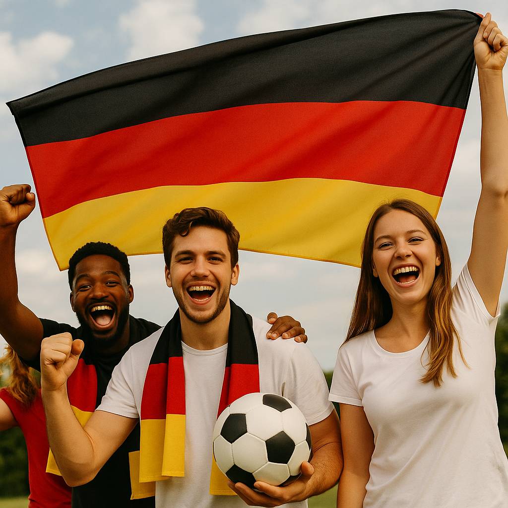 Deutschland-Flagge aus Polyester ~ 145 x 87 cm