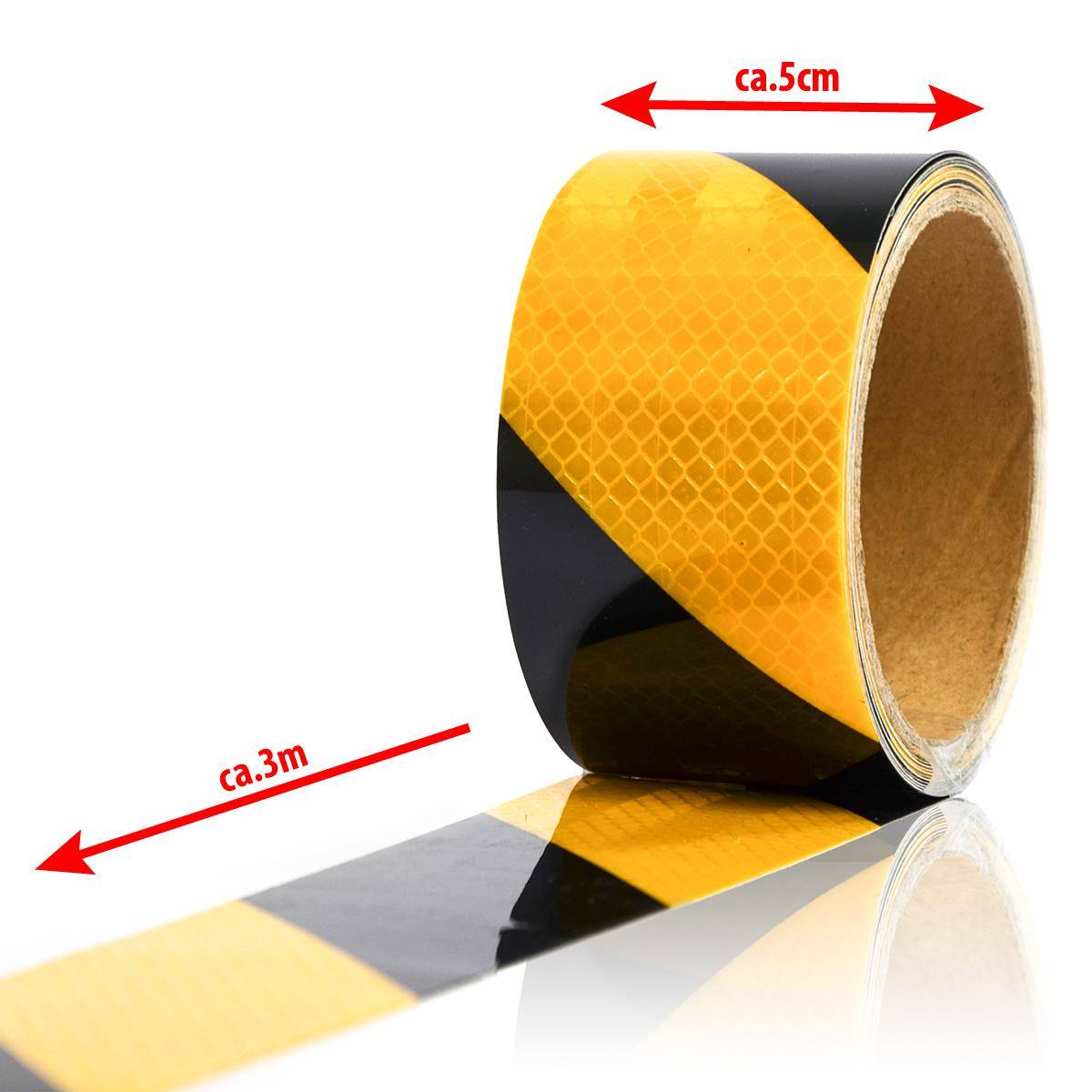 eyepower Warnklebeband Reflektorband Schwarz-Gelb 5cmx3m Sicherheit Warnband Markierung Band selbstklebendes reflektieres Signalband