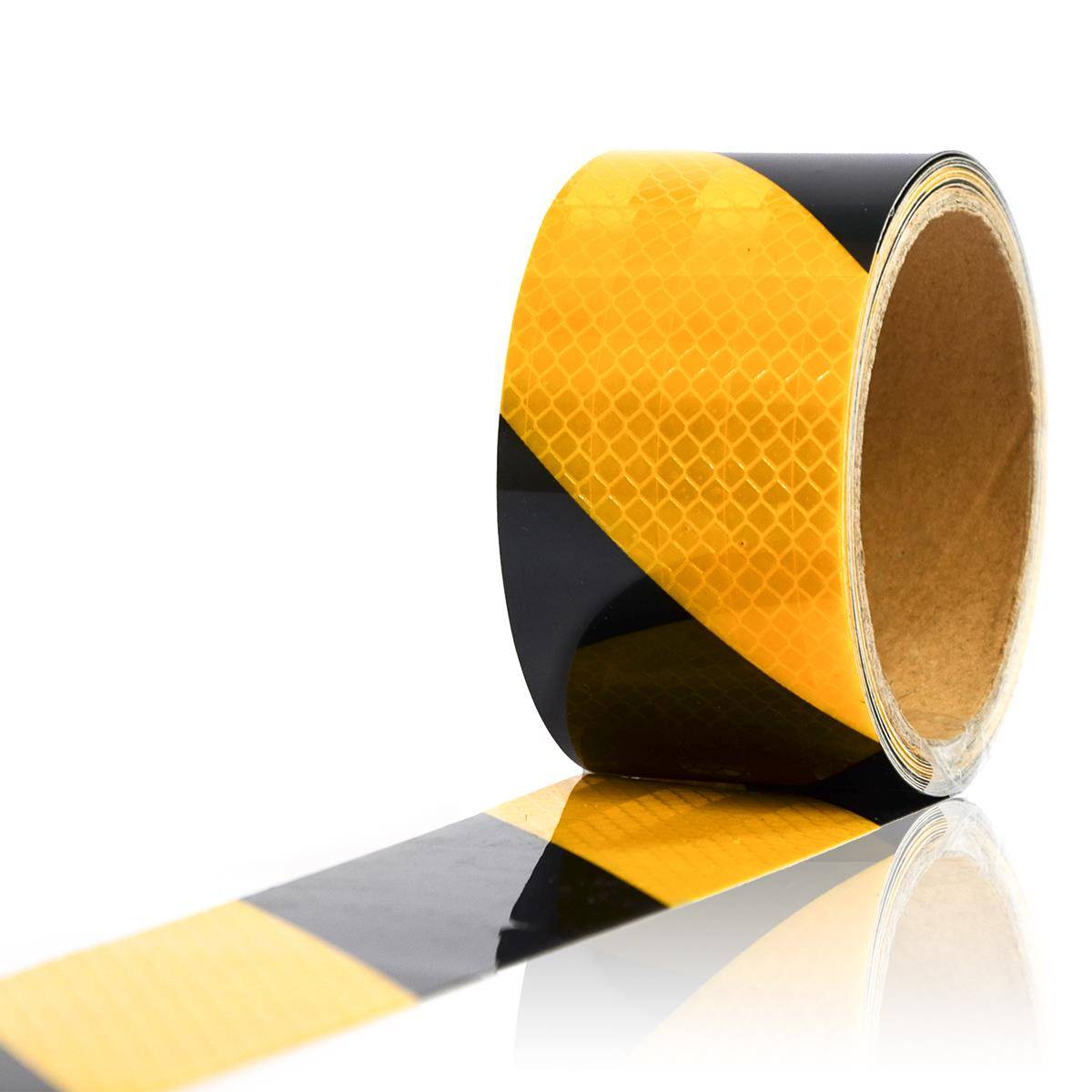 eyepower Warnklebeband Reflektorband Schwarz-Gelb 5cmx3m Sicherheit Warnband Markierung Band selbstklebendes reflektieres Signalband