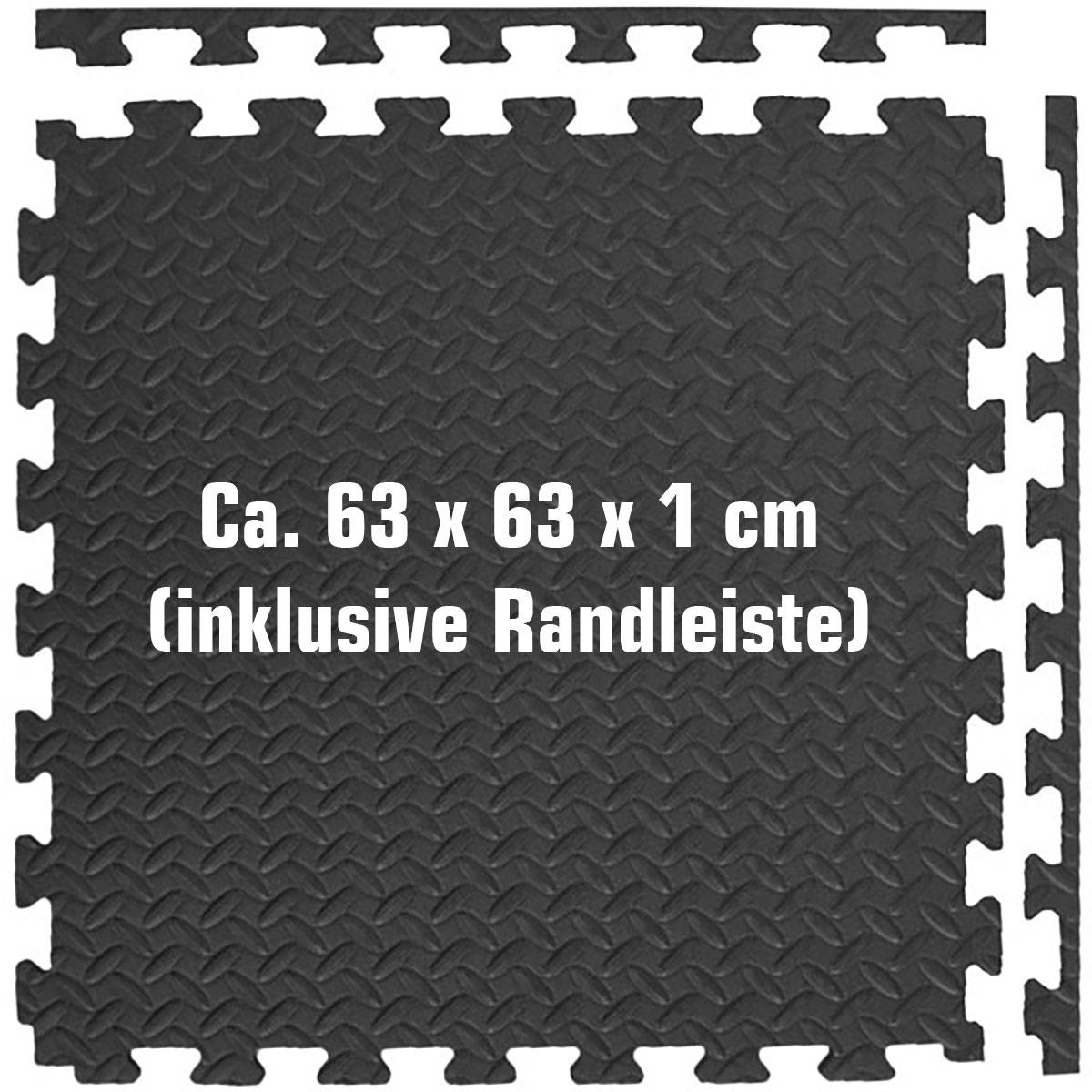 4er Set Bodenmatte mit Rand - 63x63x1cm Trainingsmatte
