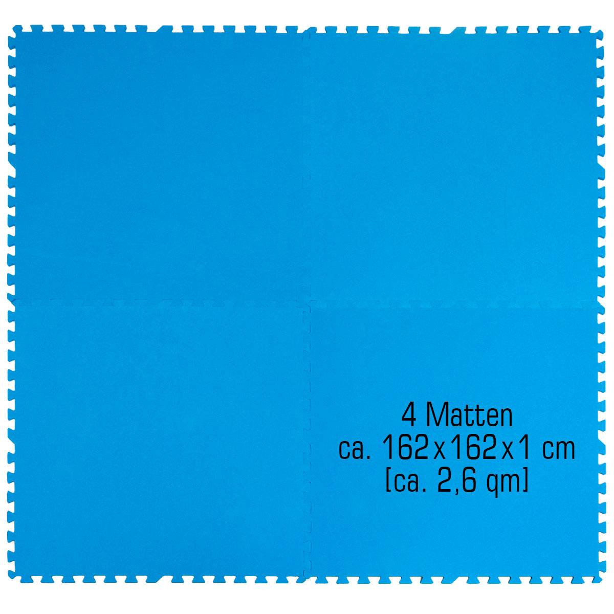 1cm DICKE Poolmatte 4er Set Bodenmatte 2,6qm Bodenfliesen Bodenfolie Unterlage für Pool Robustes erweiterbares Stecksystem Blau