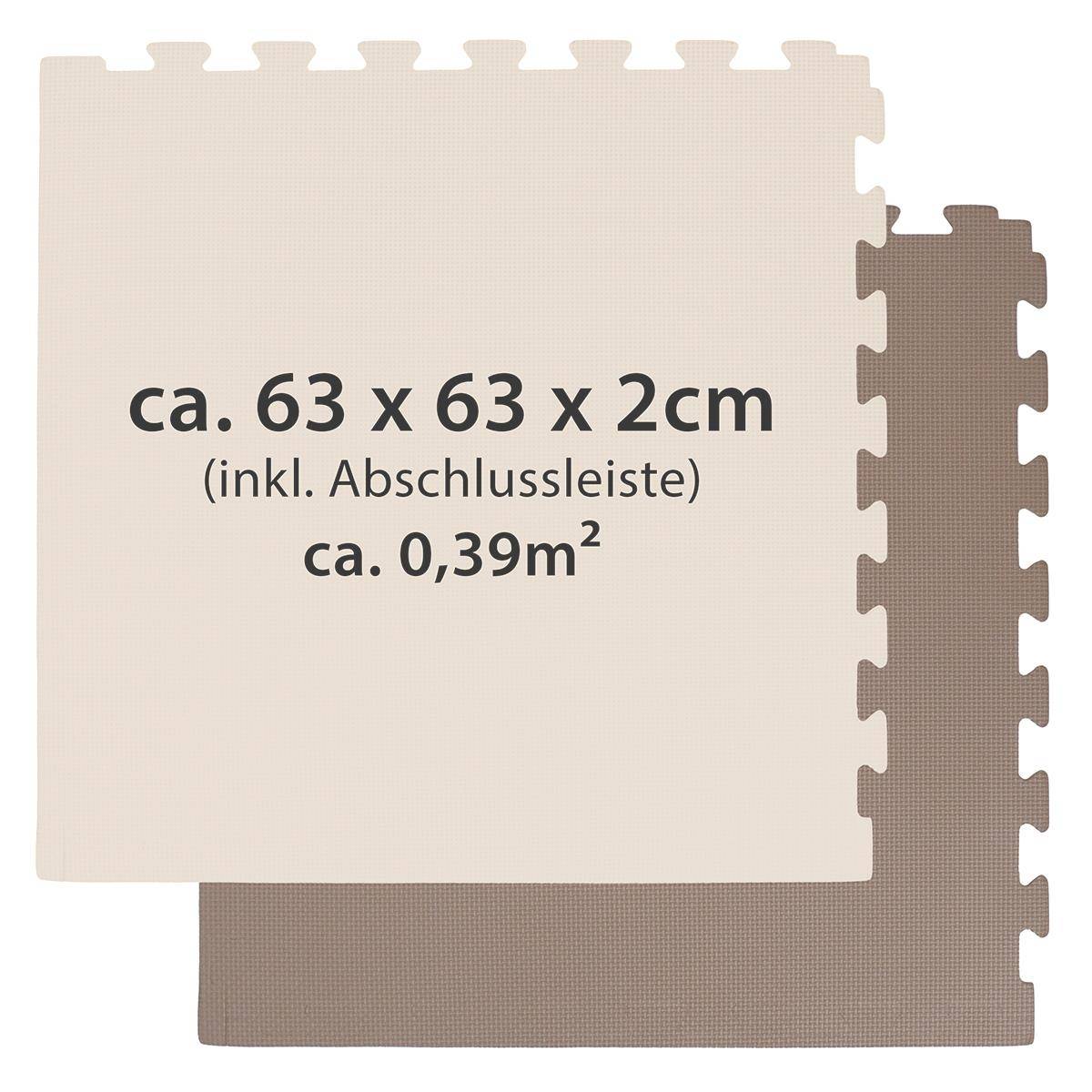 4 Bodenmatten 63x63cm - 2cm Fitnessmatte mit Rand