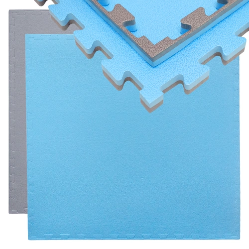 Trainingsmatte 90x90cm Bodenschutz-Matte 20mm dick Puzzlematte erweiterbar Grau Blau Trainingsmatte 90x90cm Bodenschutz-Matte 20mm dick Puzzlematte erweiterbar Grau Blau