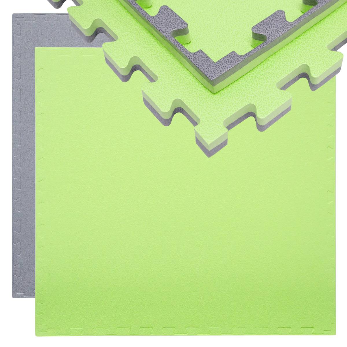 Trainingsmatte 90x90cm Bodenschutz-Matte 20mm dick Puzzlematte erweiterbar Grau Grün